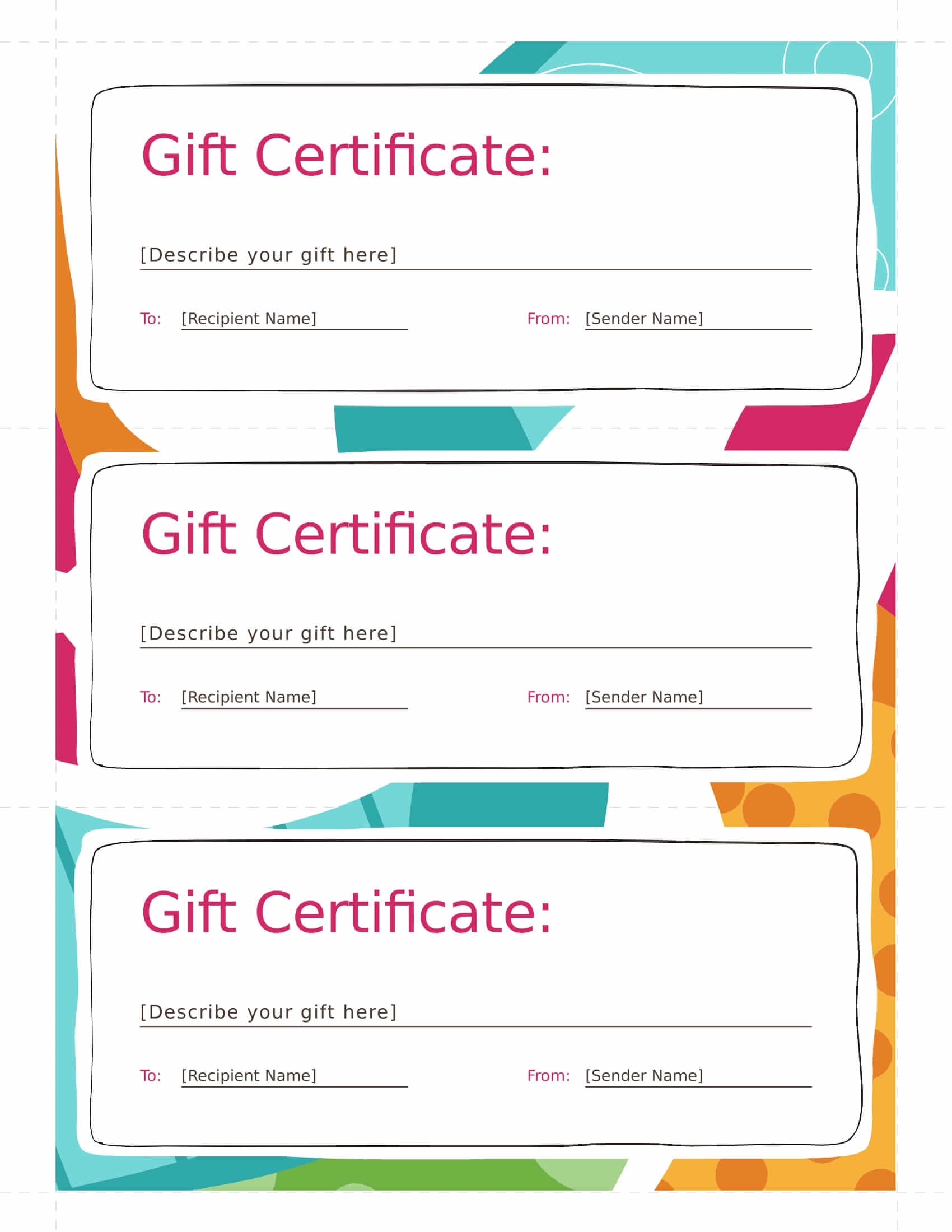Free Printable Gift Certificate Forms