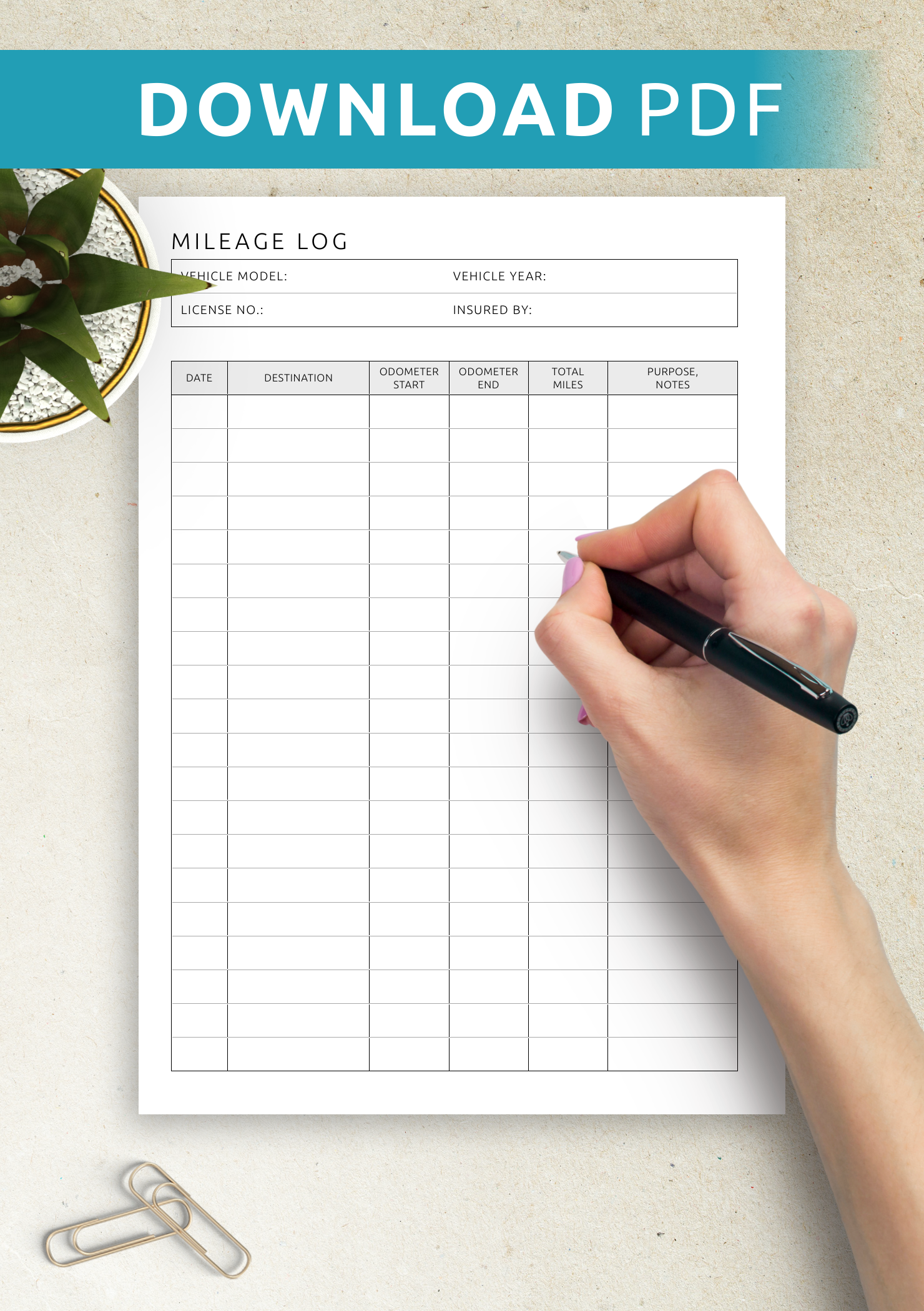 Mileage Form Printable
