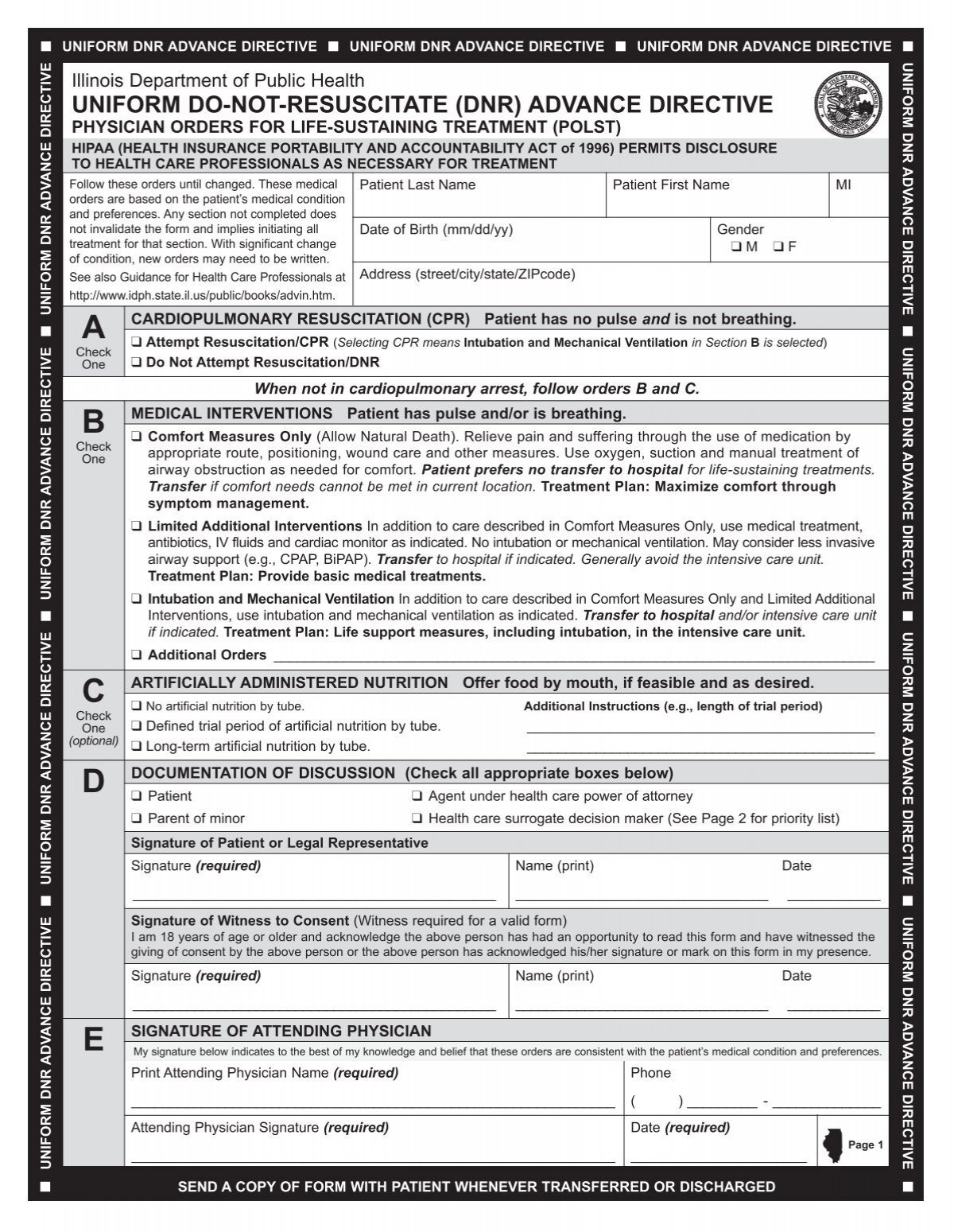 Download Uniform Do Not Resuscitate DNR Order Form