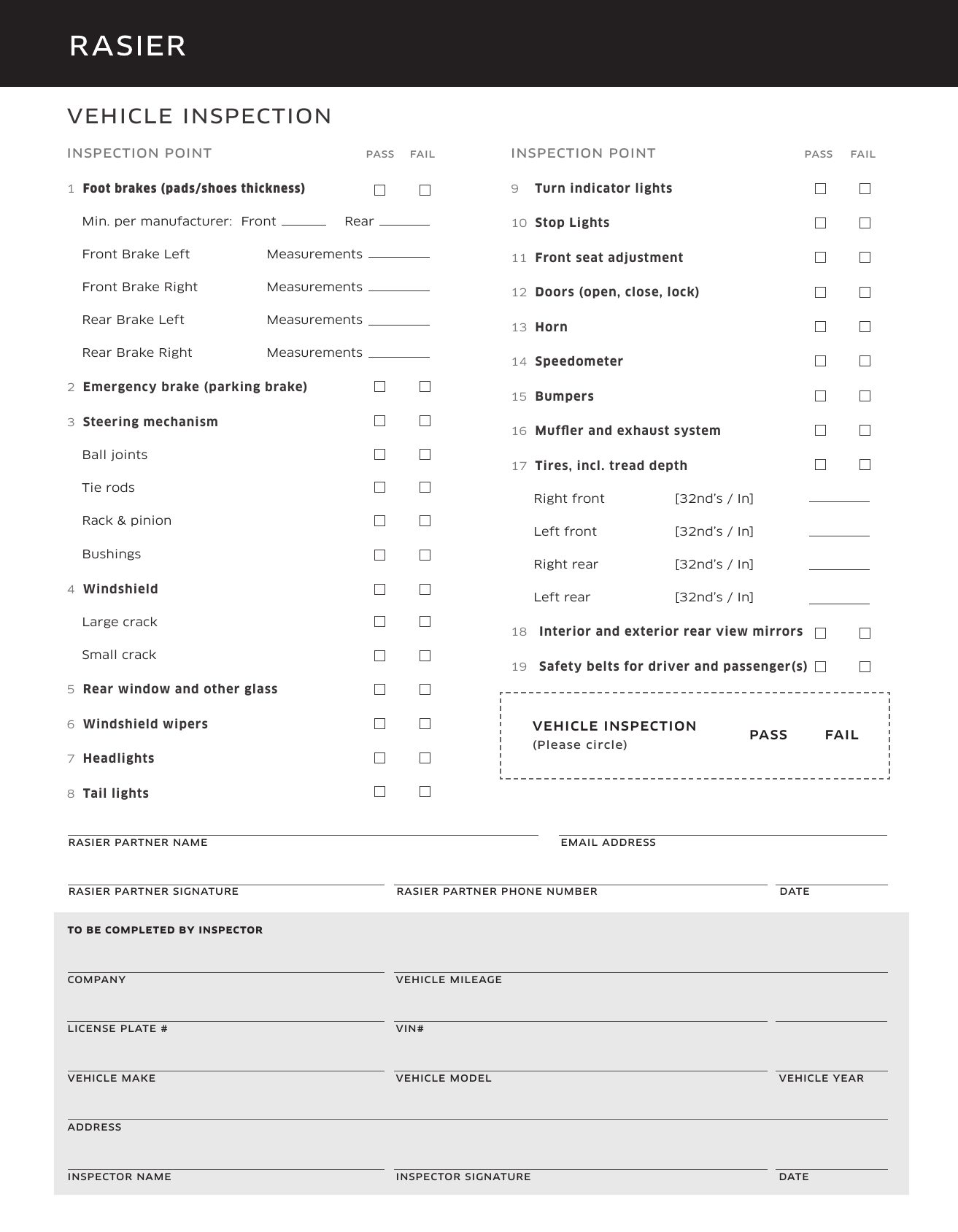 Download Vehicle Inspection Checklist Template Excel PDF RTF Word FreeDownloads