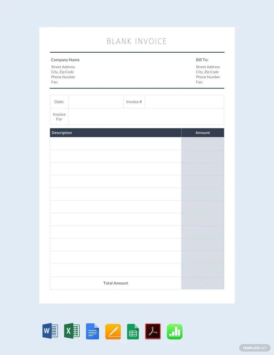 Printable Blank Invoice Form