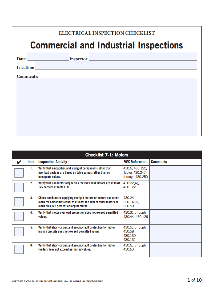 Printable Free Electrical Inspection Forms