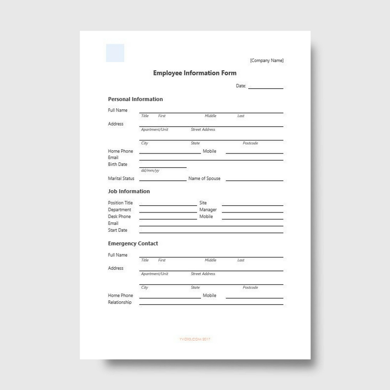 Employee Information Form YVOXS