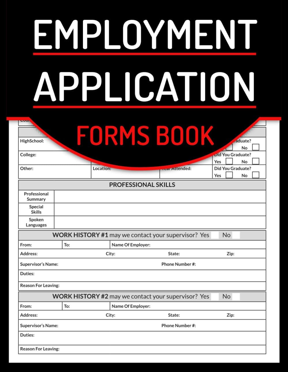 Employment Application Forms Book Employment Application Template Book Job Application Form Example Employment Form Book For Business Job Application Form Example Publishing Minijob Amazon de B cher