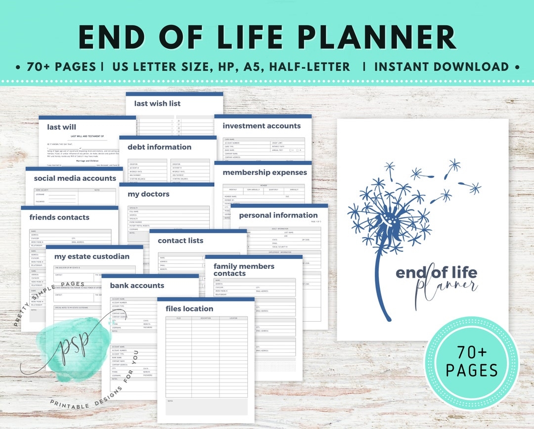 End Of Life Planner Printable Beneficiary Info Last Wishes Planner Estate Planning Binder Emergency Planner Binder Will Preparation Etsy UK
