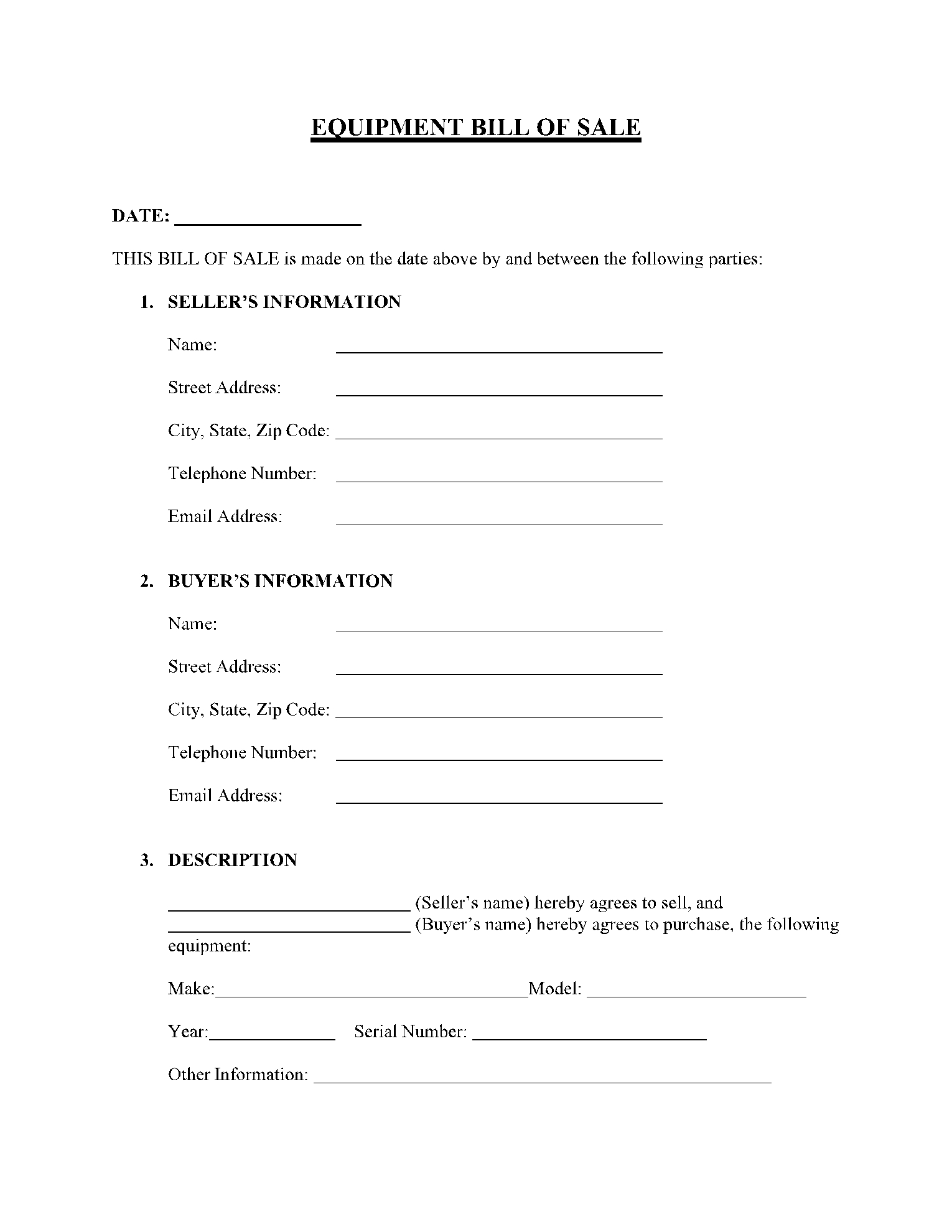 Equipment Bill Of Sale Template Get Free Sample CocoSign