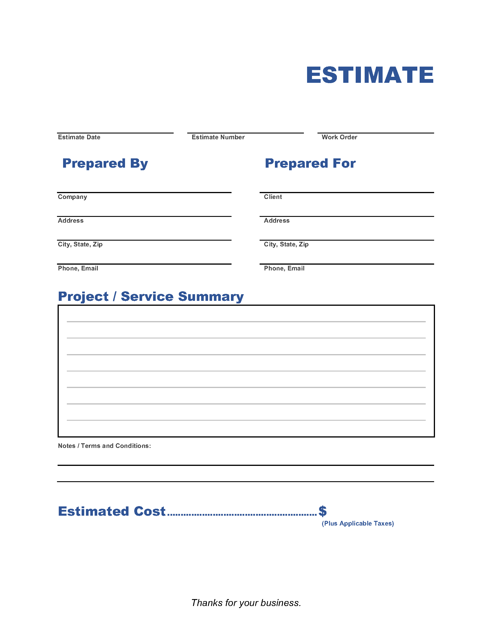 Estimate Template Invoice Maker