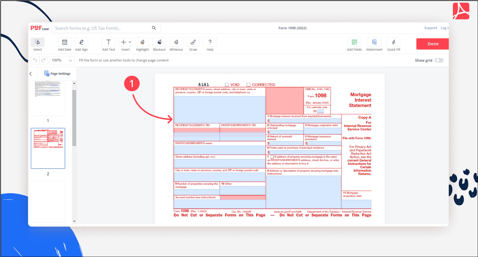 Form 1098 2023 2024 Edit PDF 1098 Form And Form Filler Online