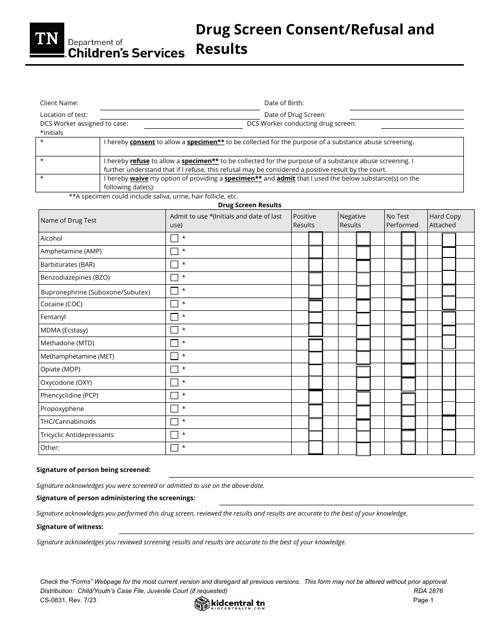 Negative Printable Drug Test Results Form