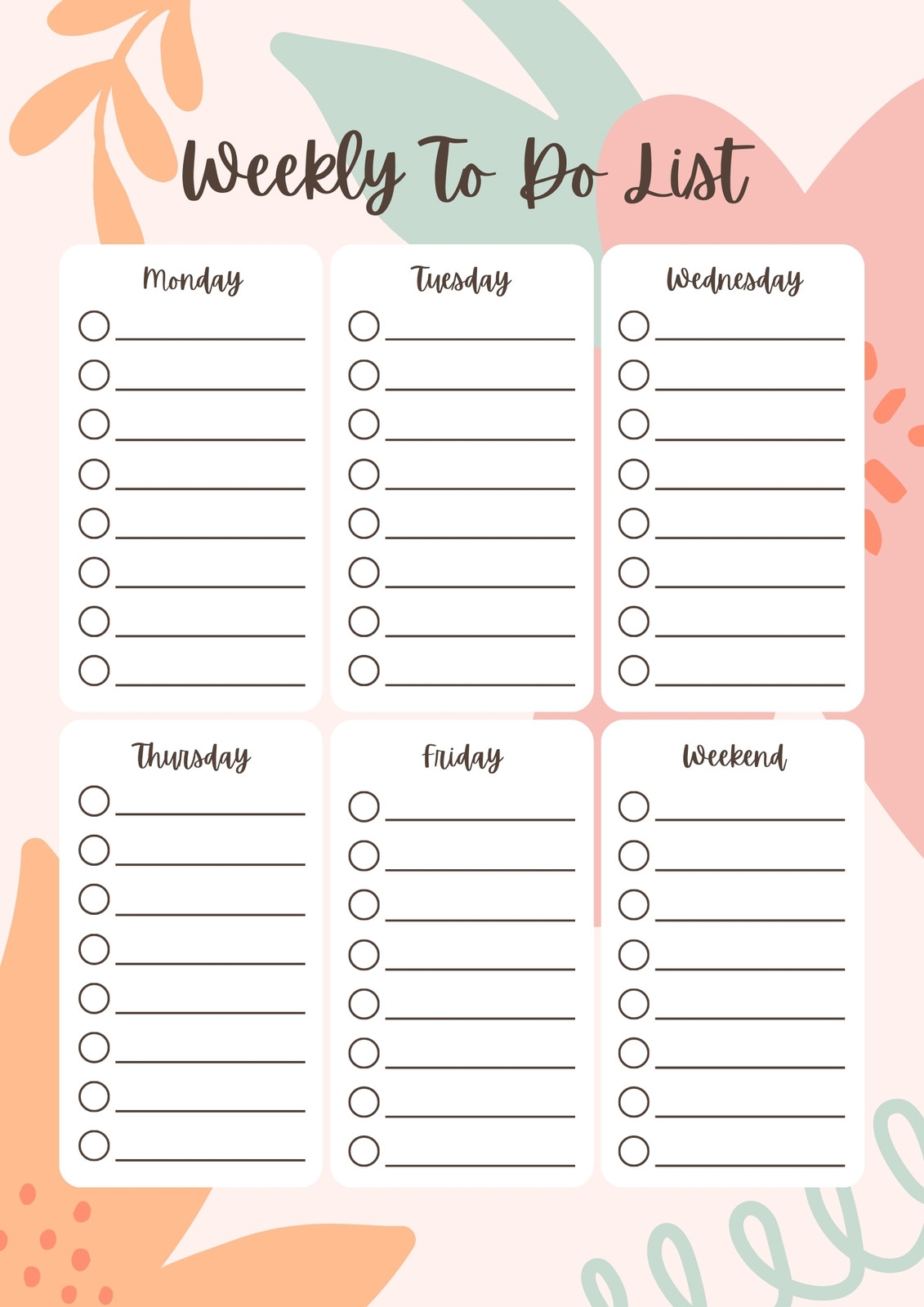 To Do List Format Printable