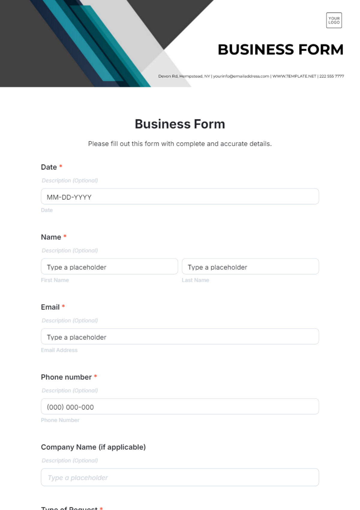 Free Business Form Templates To Edit Online