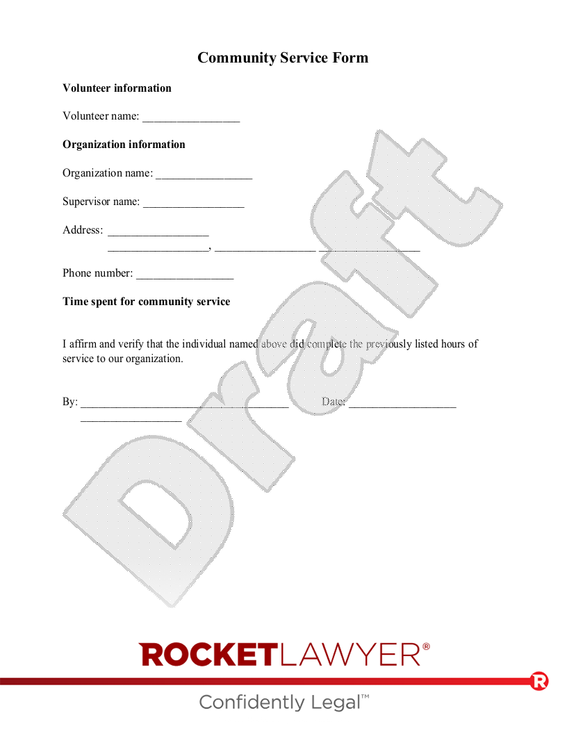 Free Community Service Form Free To Print Save Download