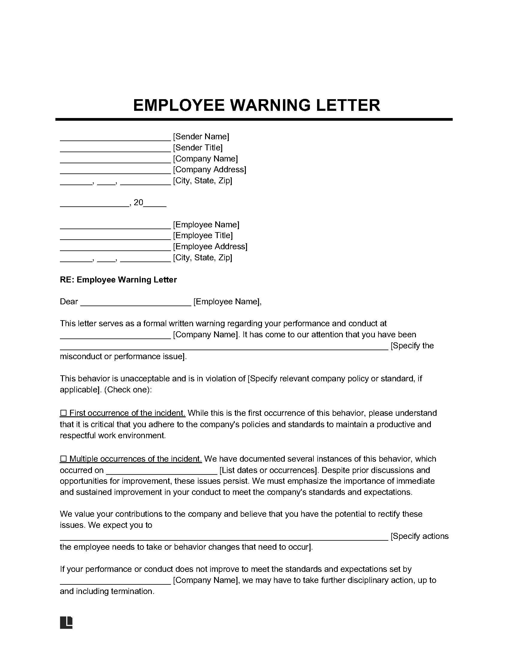 Free Employee Write Up Forms PDF Word