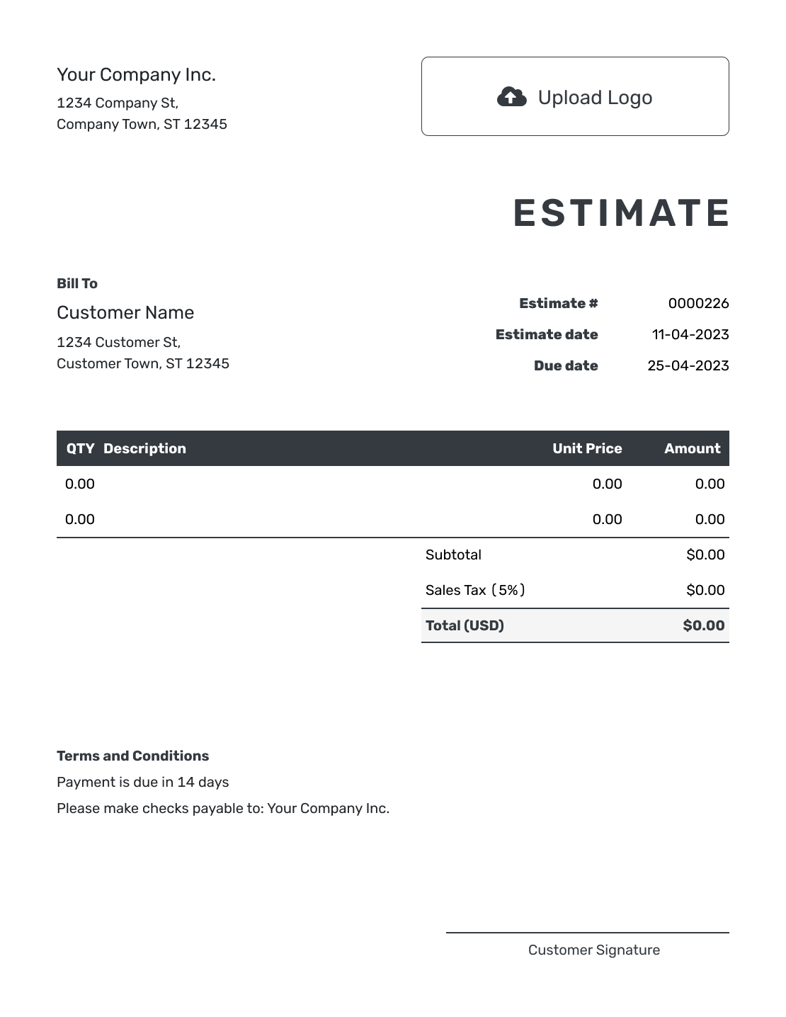 Free Estimate Template Business Templates Docelf