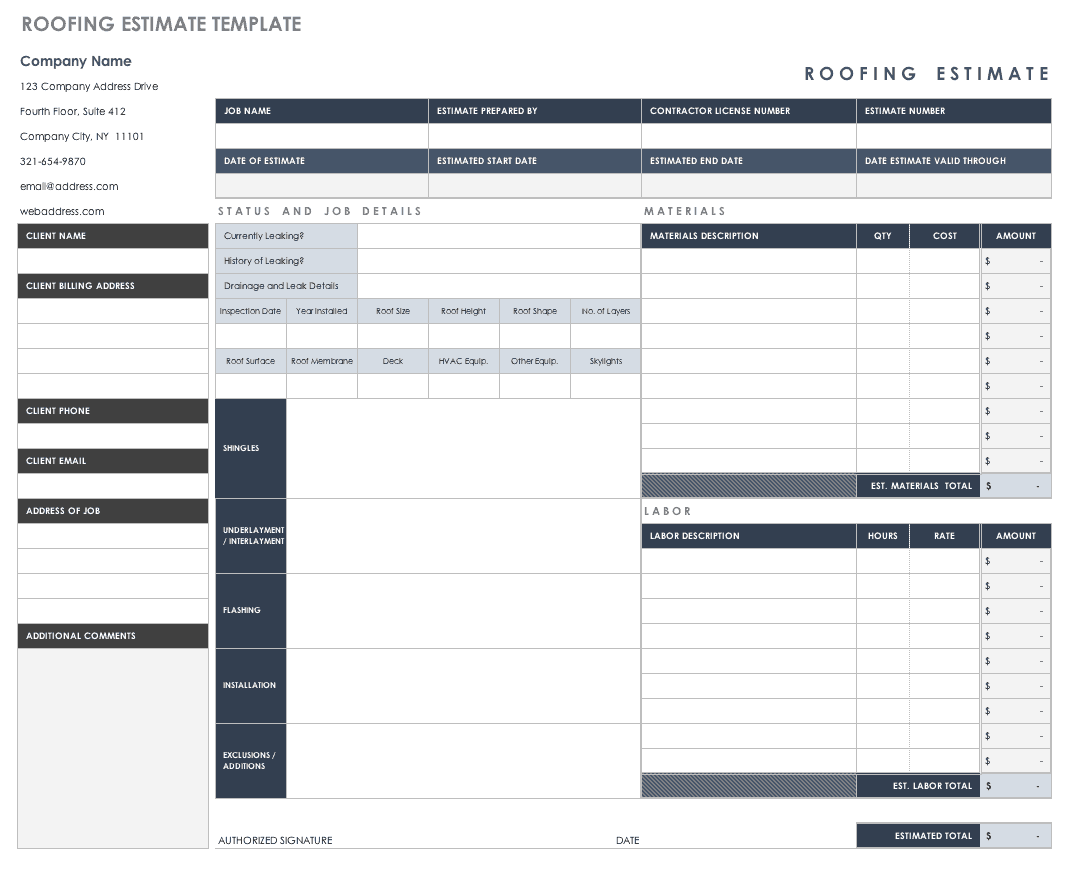 Free Printable Estimate Forms