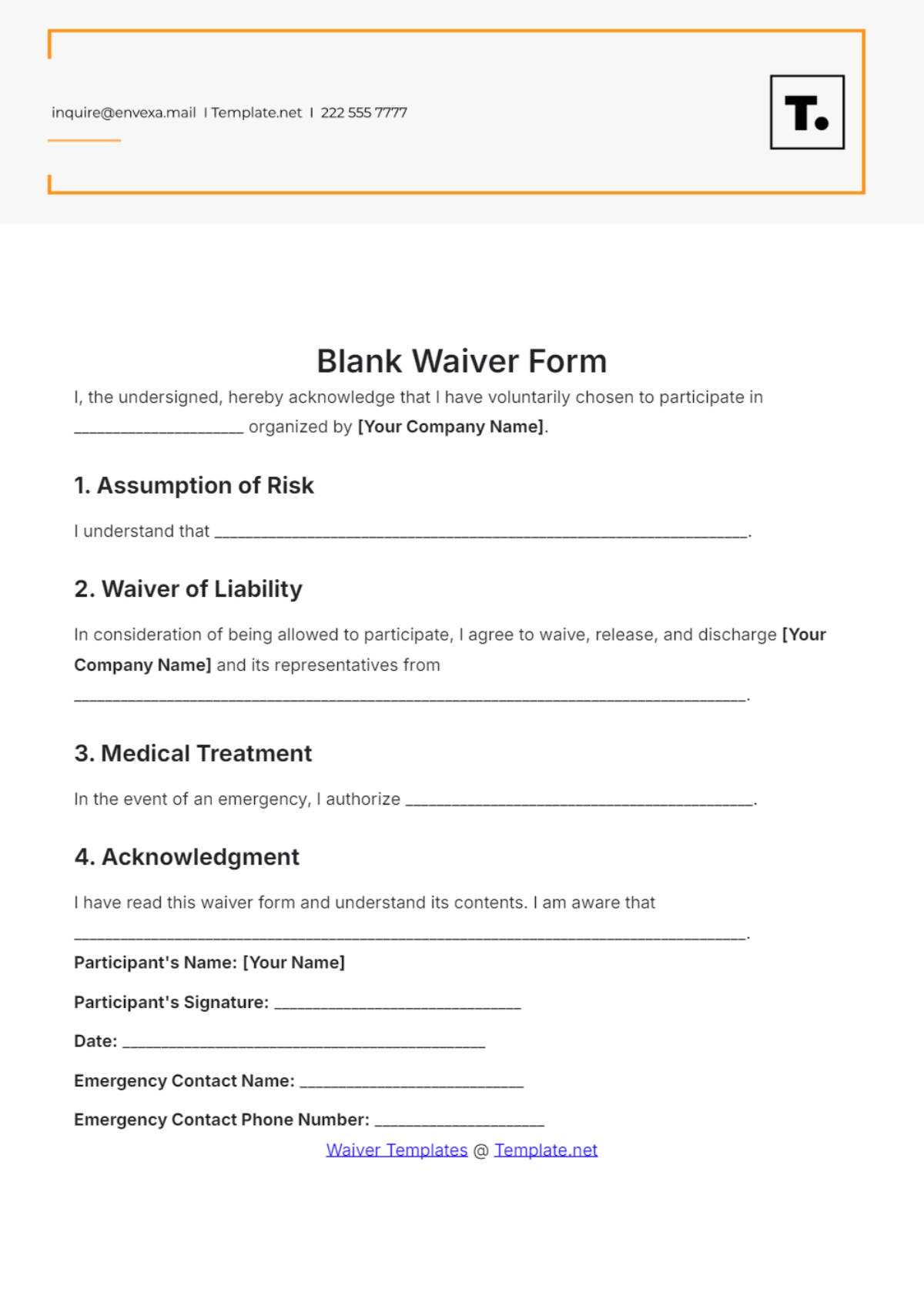 Free Forms Waiver Templates To Edit Online