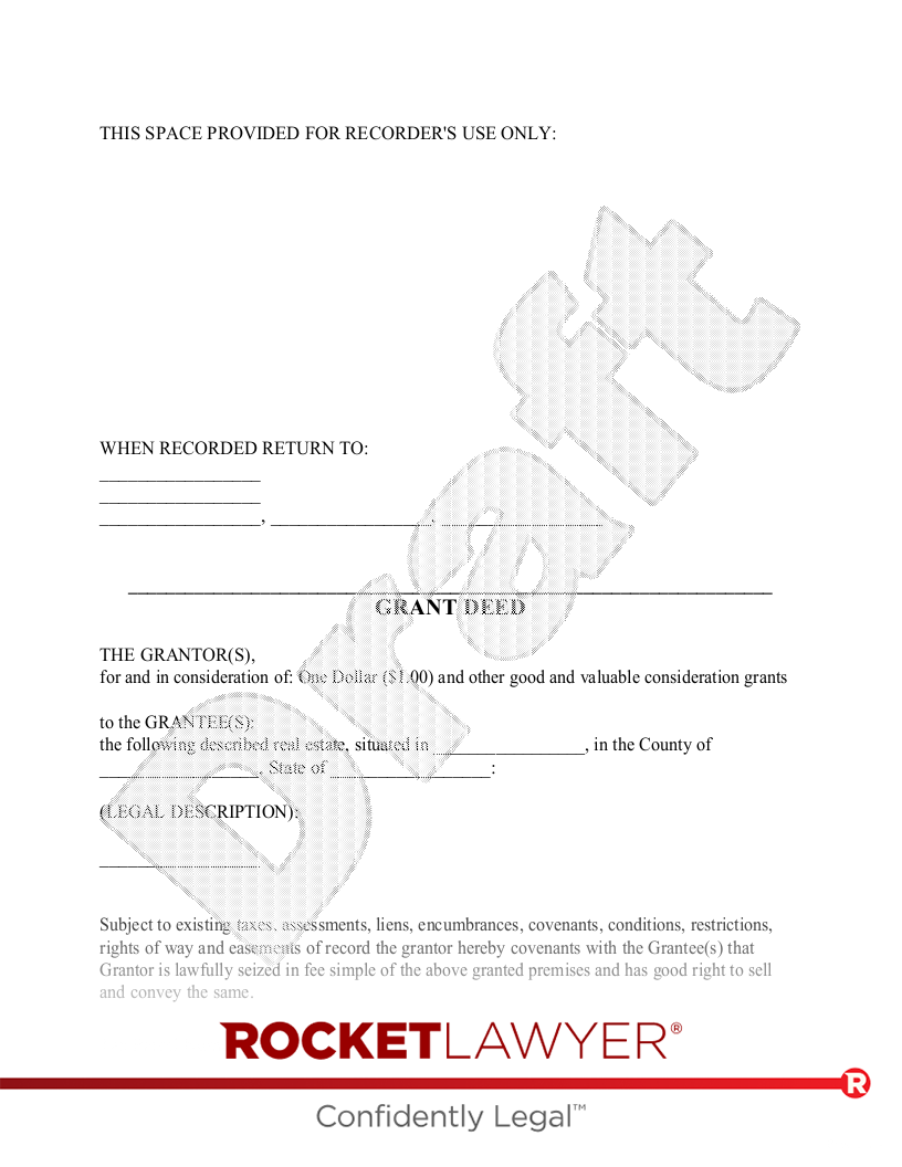 Free Grant Deed Template FAQs Rocket Lawyer