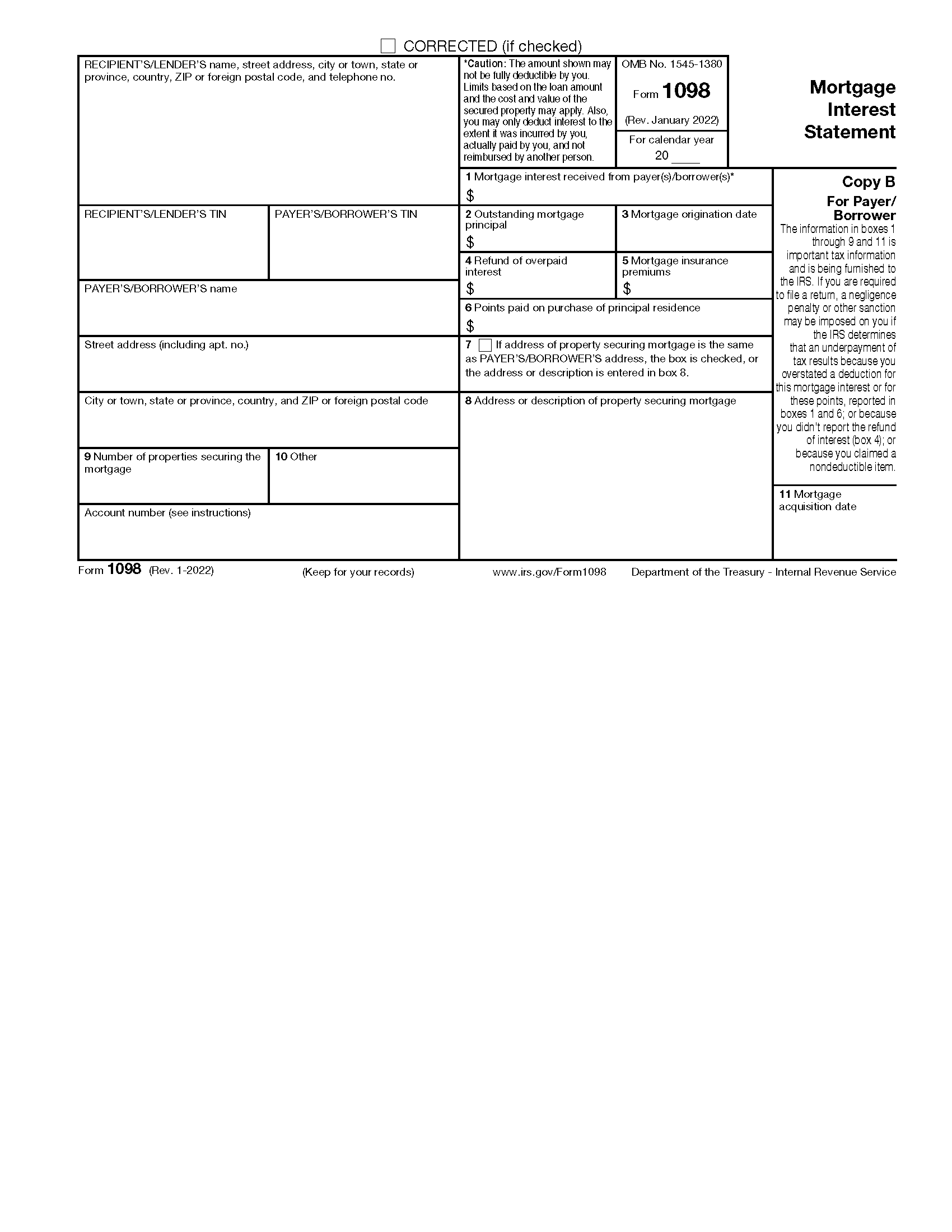 Free IRS Form 1098 PDF EForms