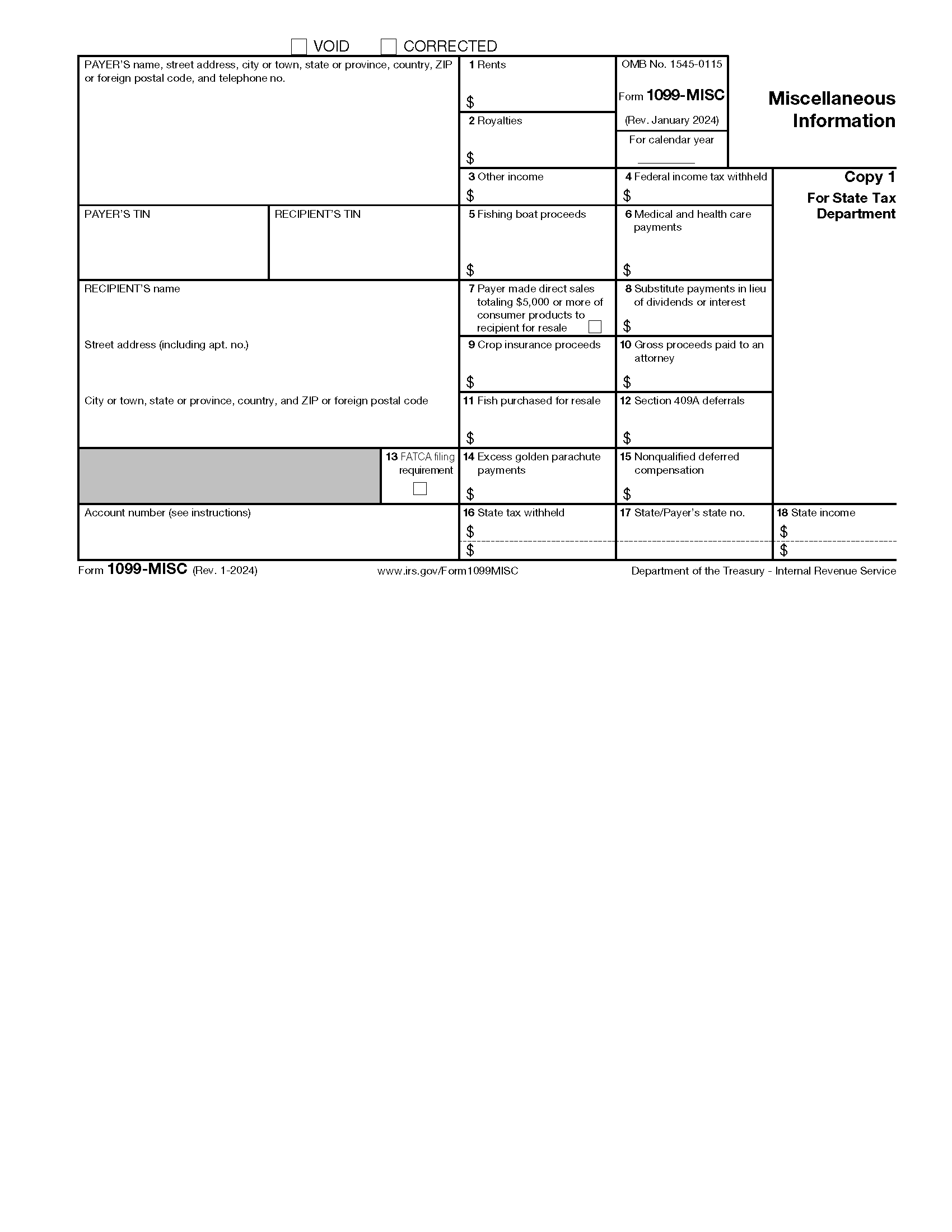 Free IRS Form 1099 MISC PDF EForms
