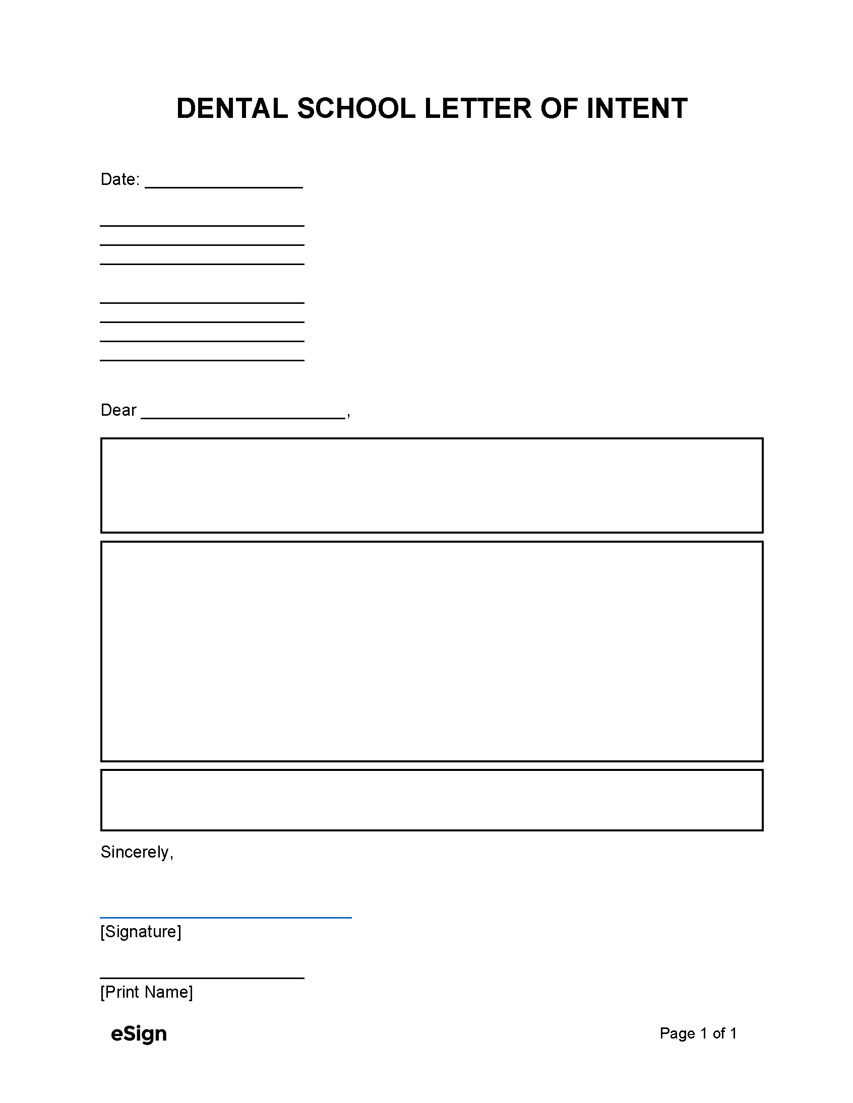 Free Letter Of Intent For School 12 PDF Word