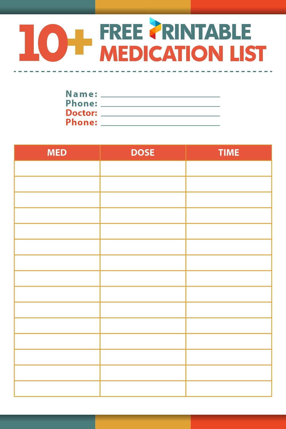 Free Medication List Templates For Patients And Caregivers Worksheets Library