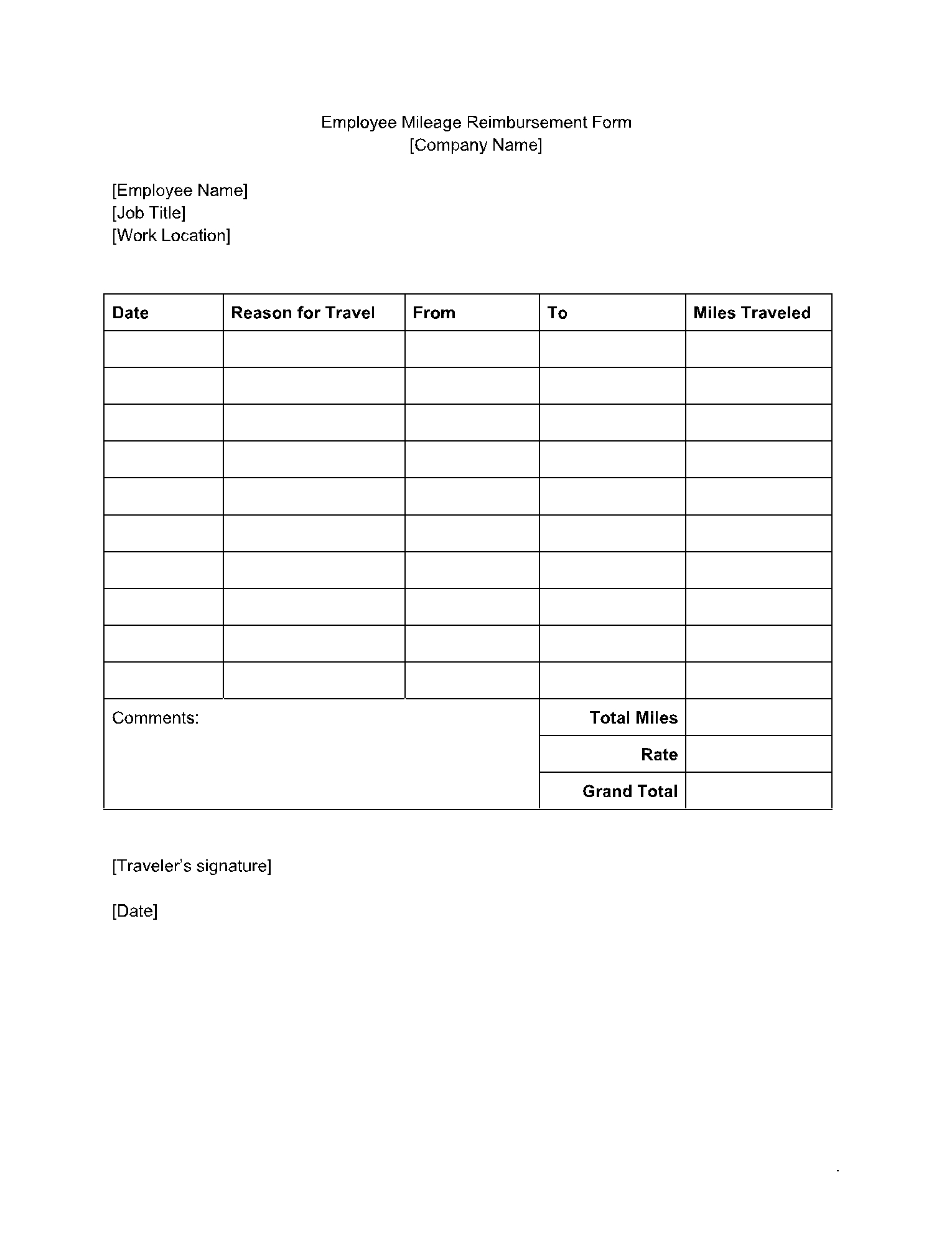 Free Mileage Reimbursement Forms 2021 PDF CocoSign