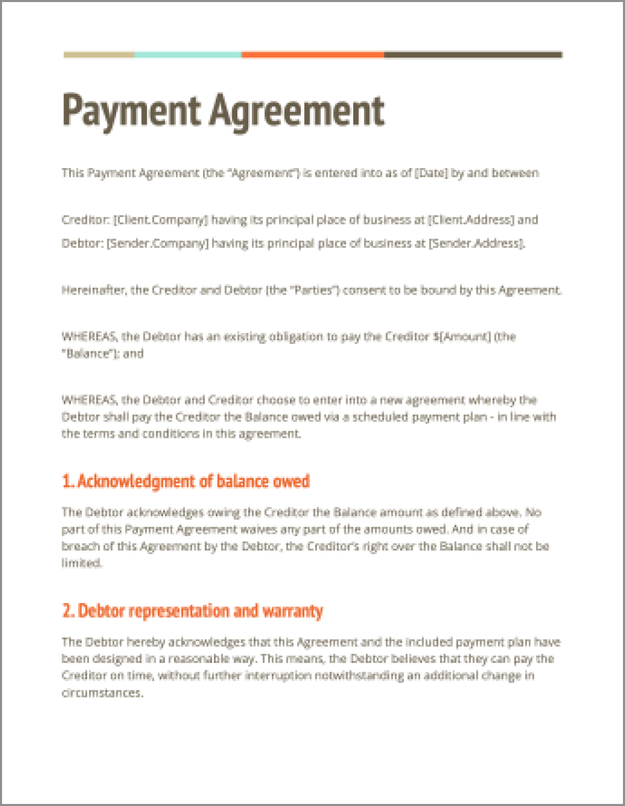 Free Payment Agreement Template For Download Signeasy