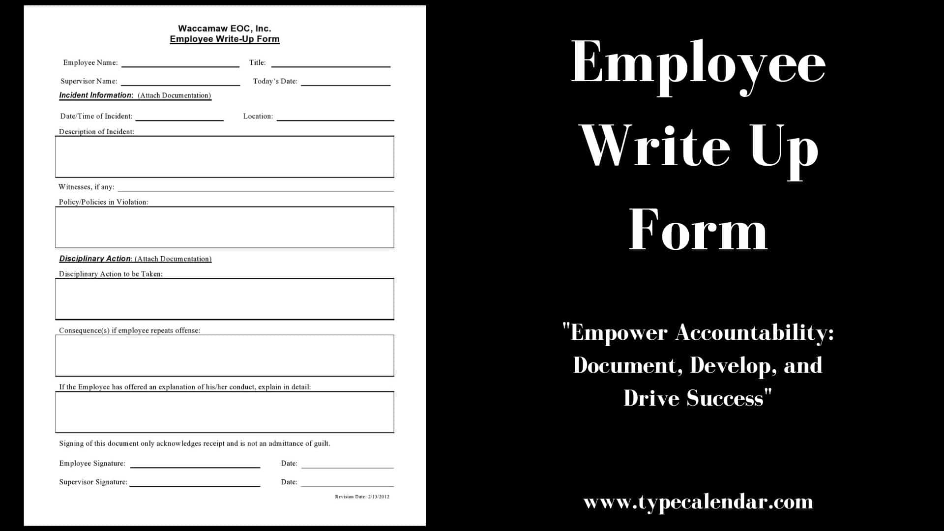 Free Printable Employee Write Up Form Templates Word Example