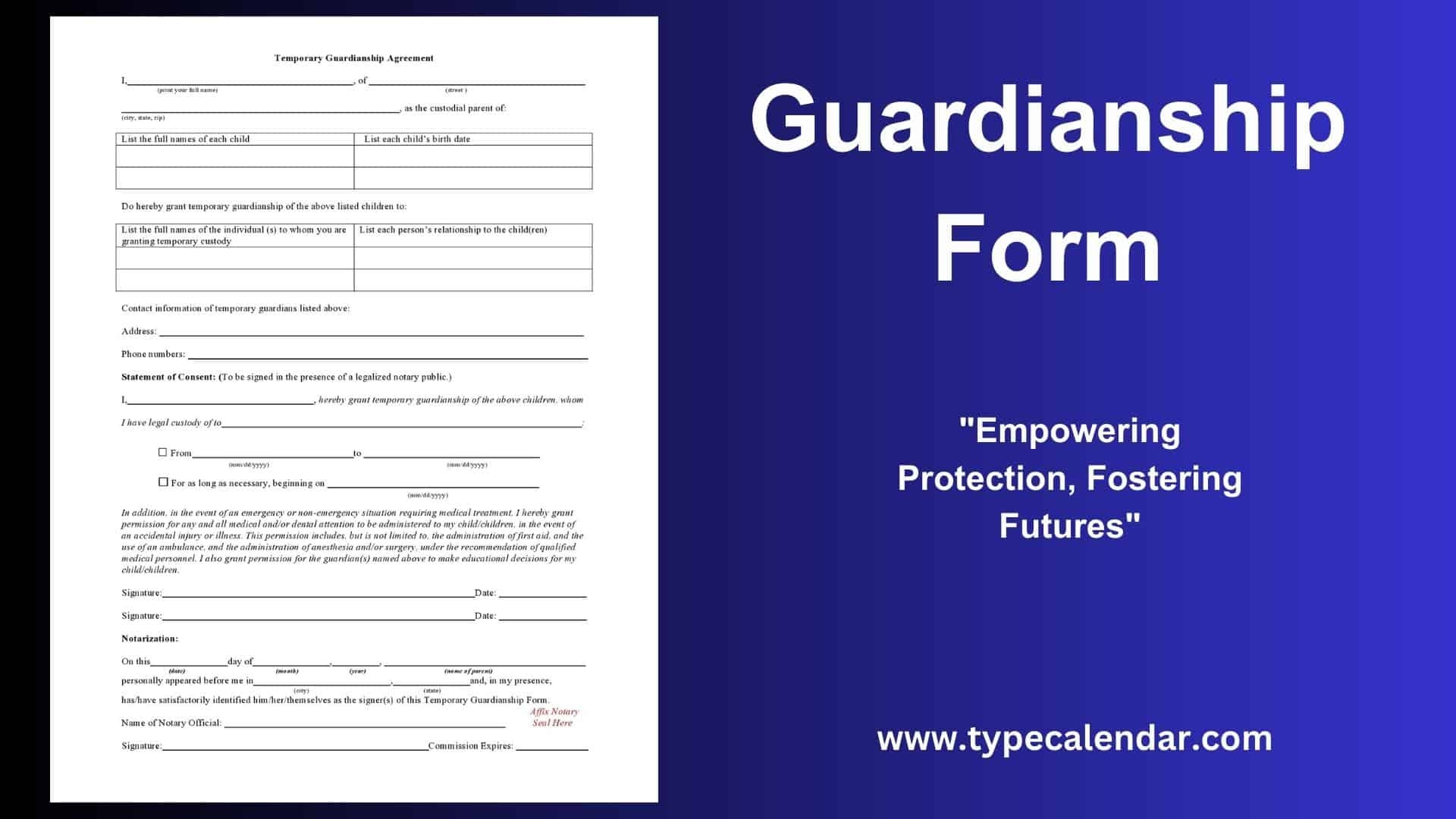 Free Printable Temporary Guardianship Form