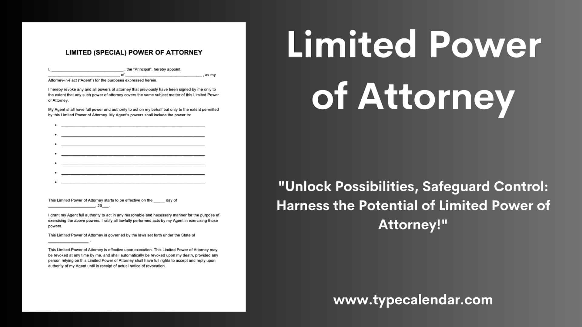 Limited Power Of Attorney Form Printable