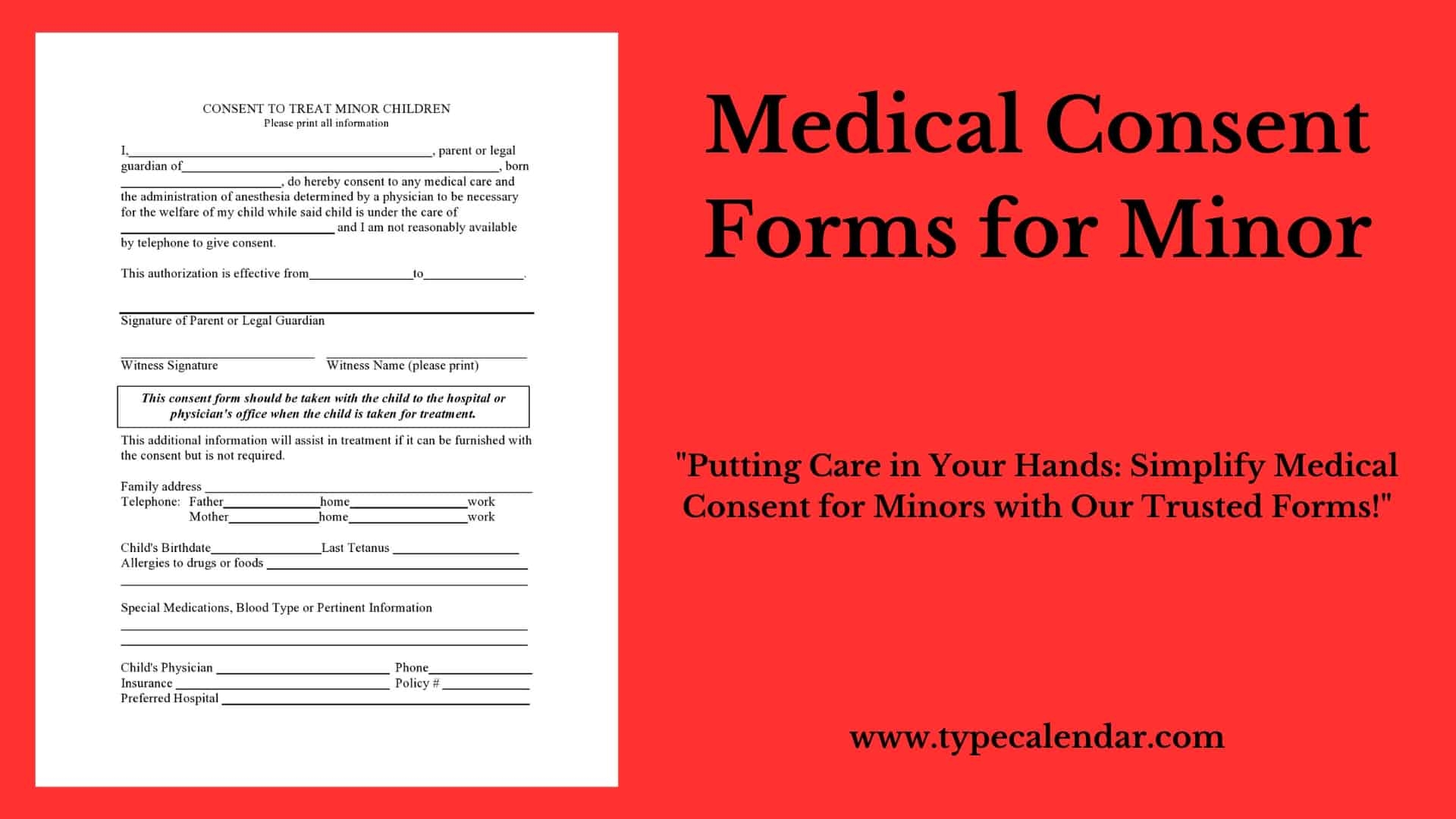 Minor Medical Release Form Printable