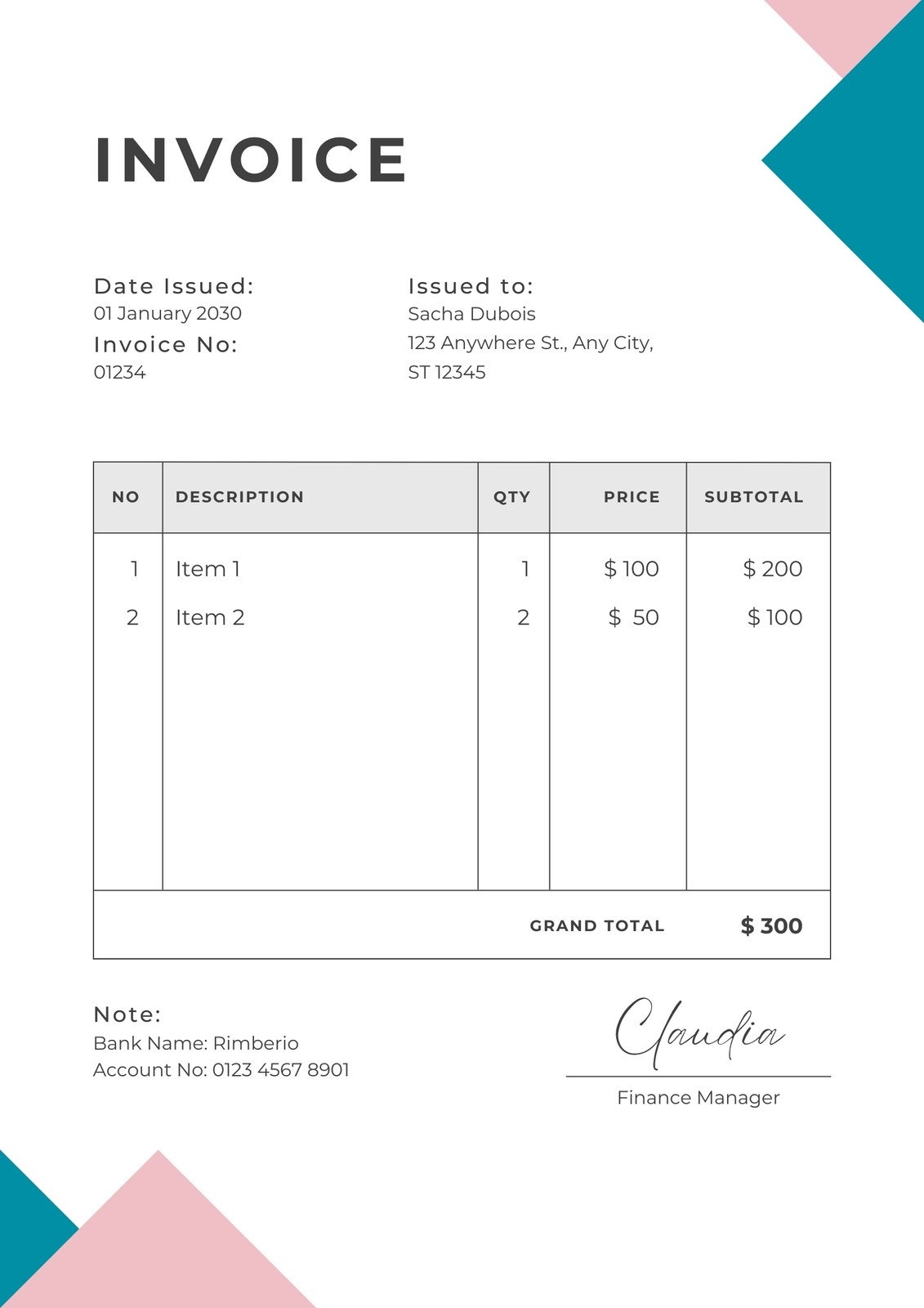 Free Printable Invoice Form