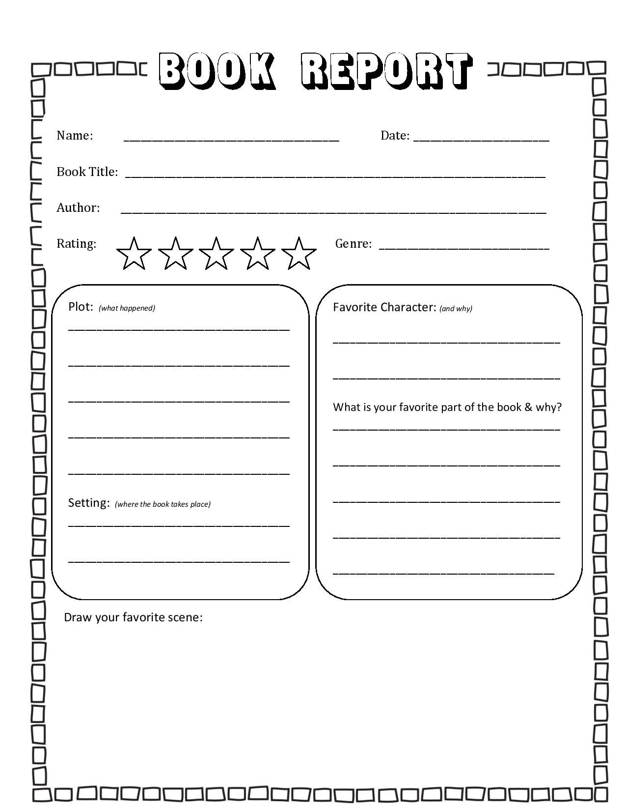 FREE Simple Book Report Template 123 Homeschool 4 Me