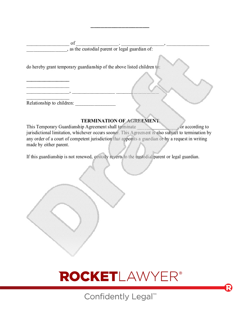 Free Temporary Guardianship Agreement Free To Print Save Download