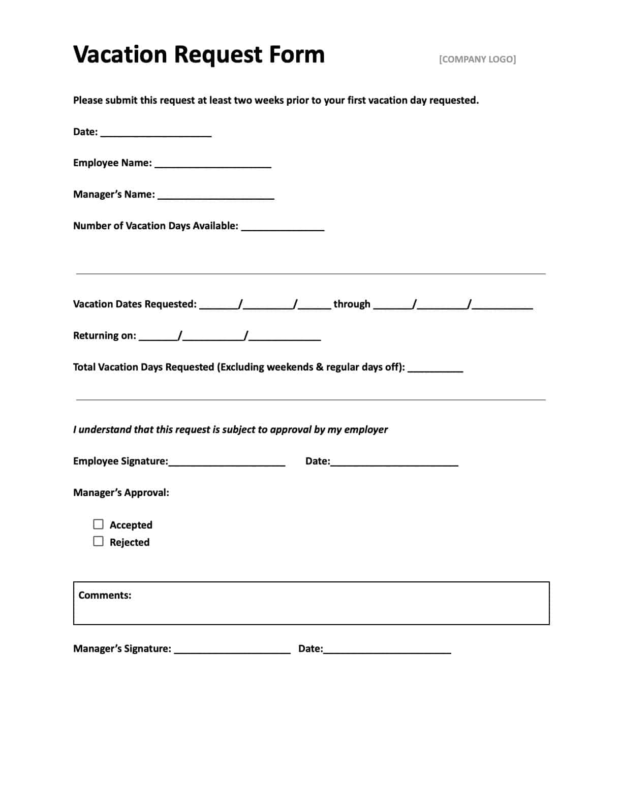 Free Time Off Request Forms Download In PDF Office Or GDocs 