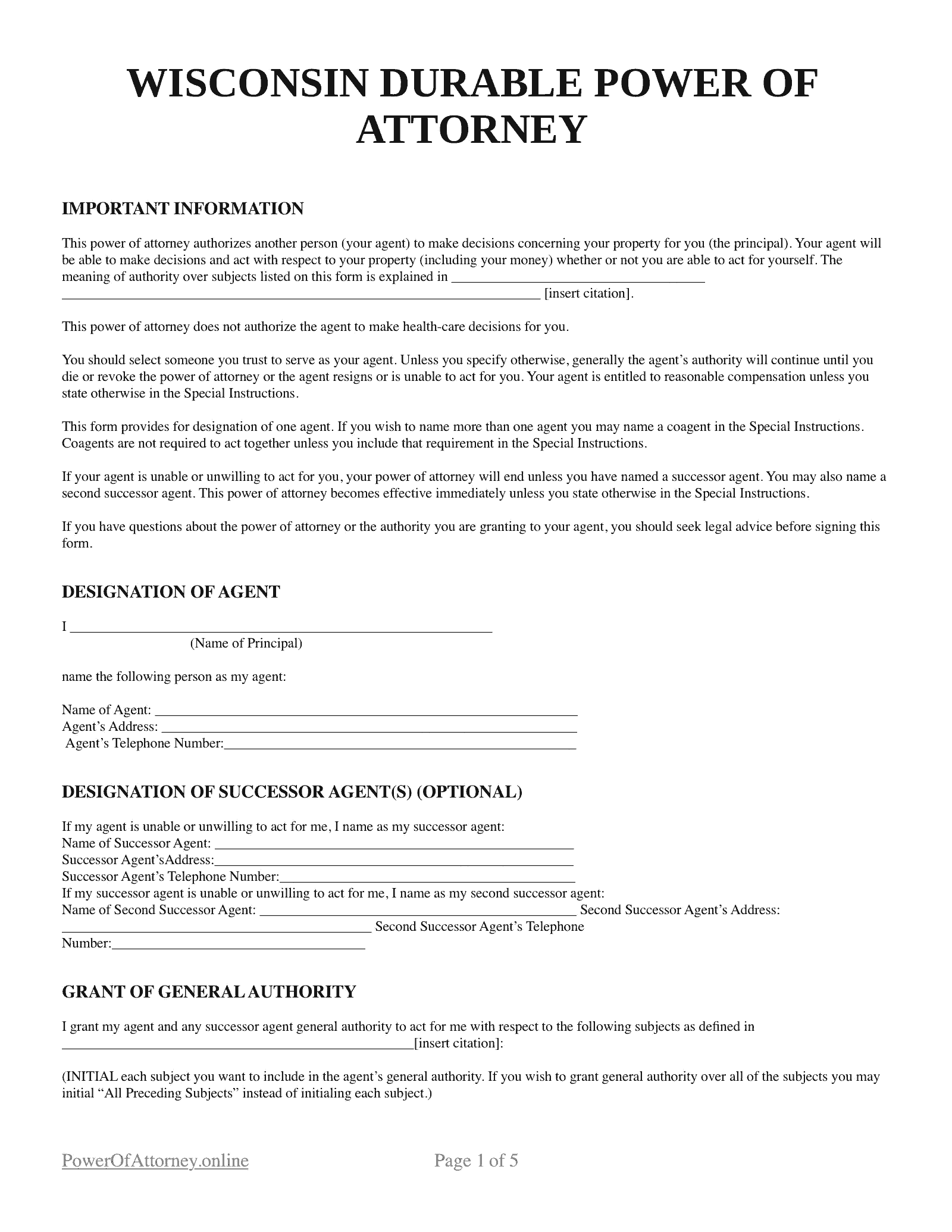Poa Forms Printable