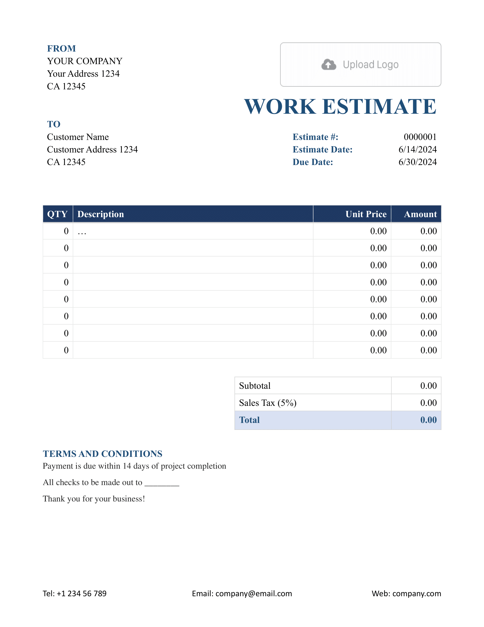 Free Word Estimate Template Docelf