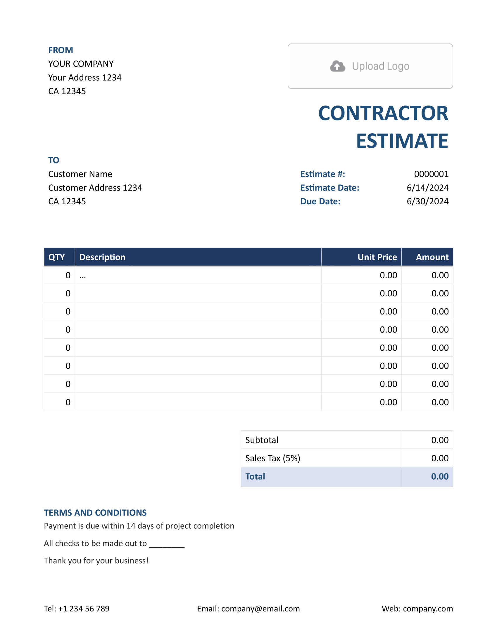 Free Word Estimate Template Docelf