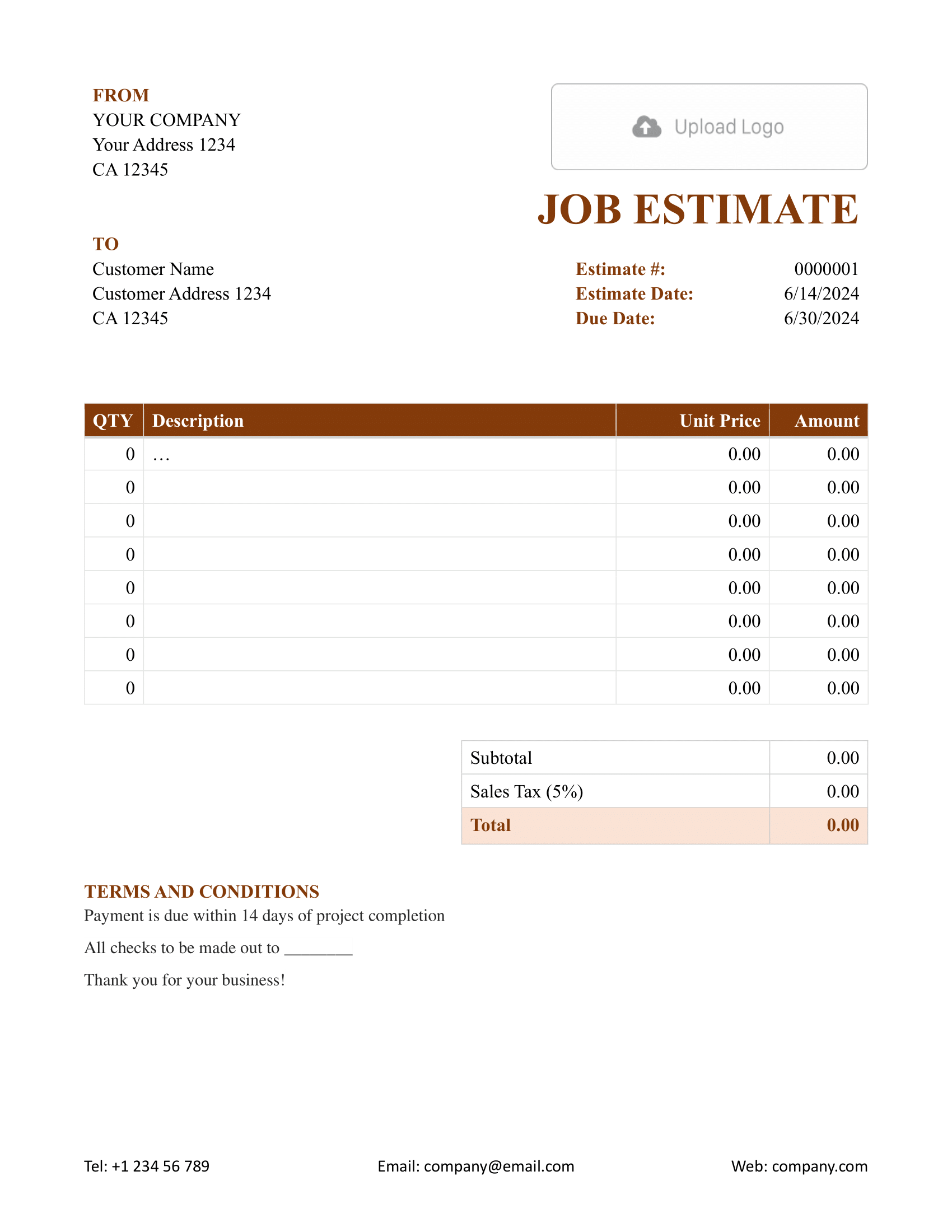 Free Word Estimate Template Docelf