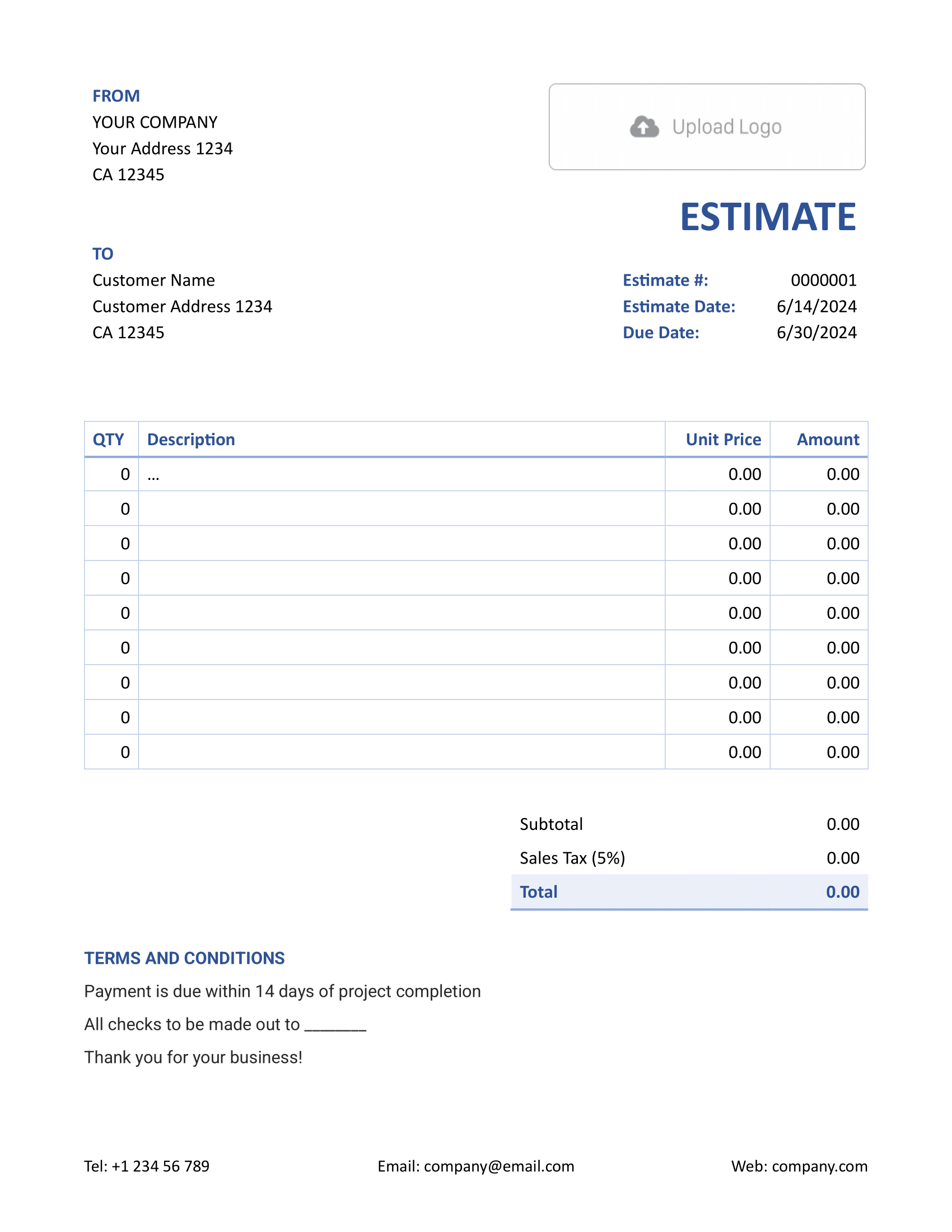 Free Word Estimate Template Docelf