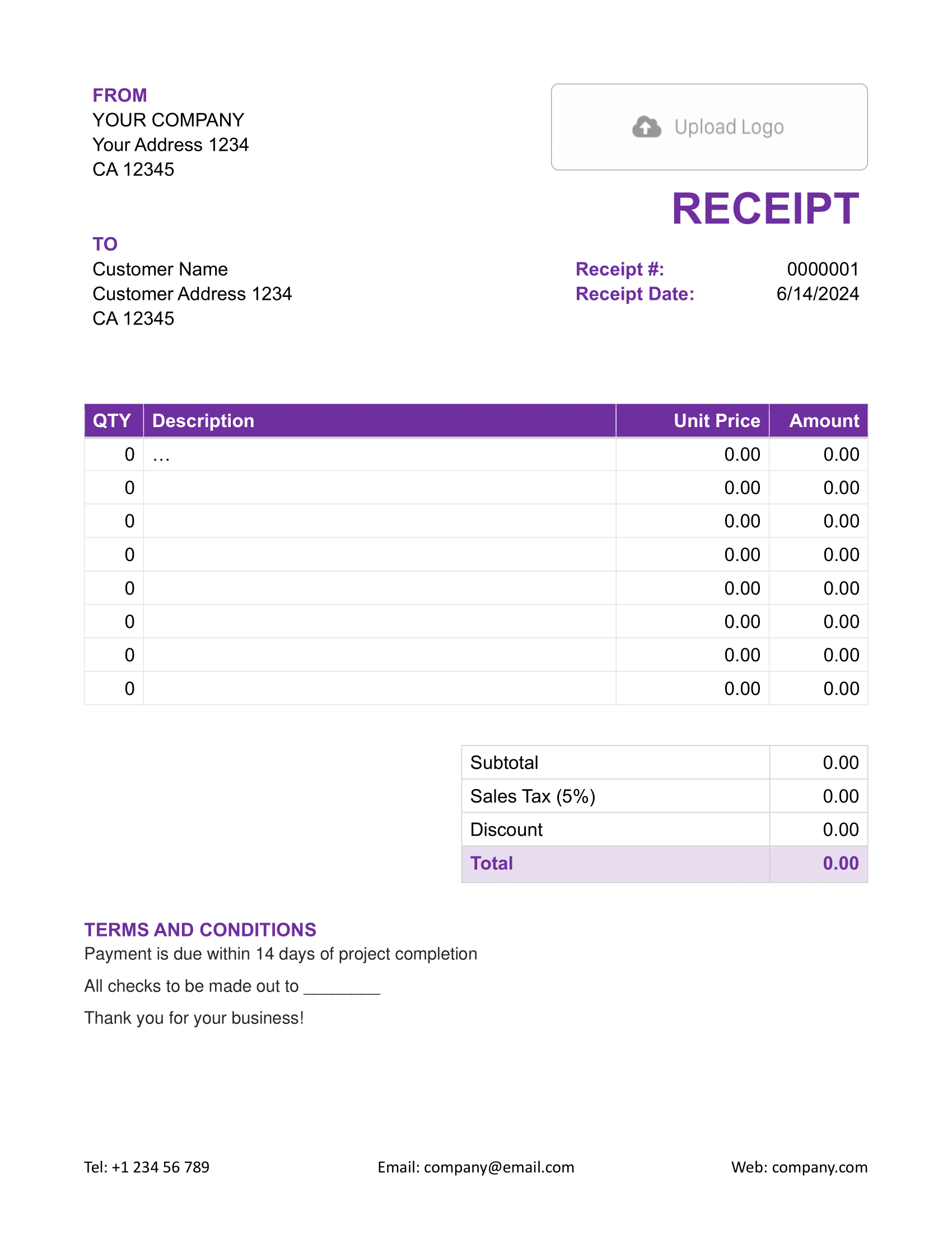Free Word Receipt Template Docelf