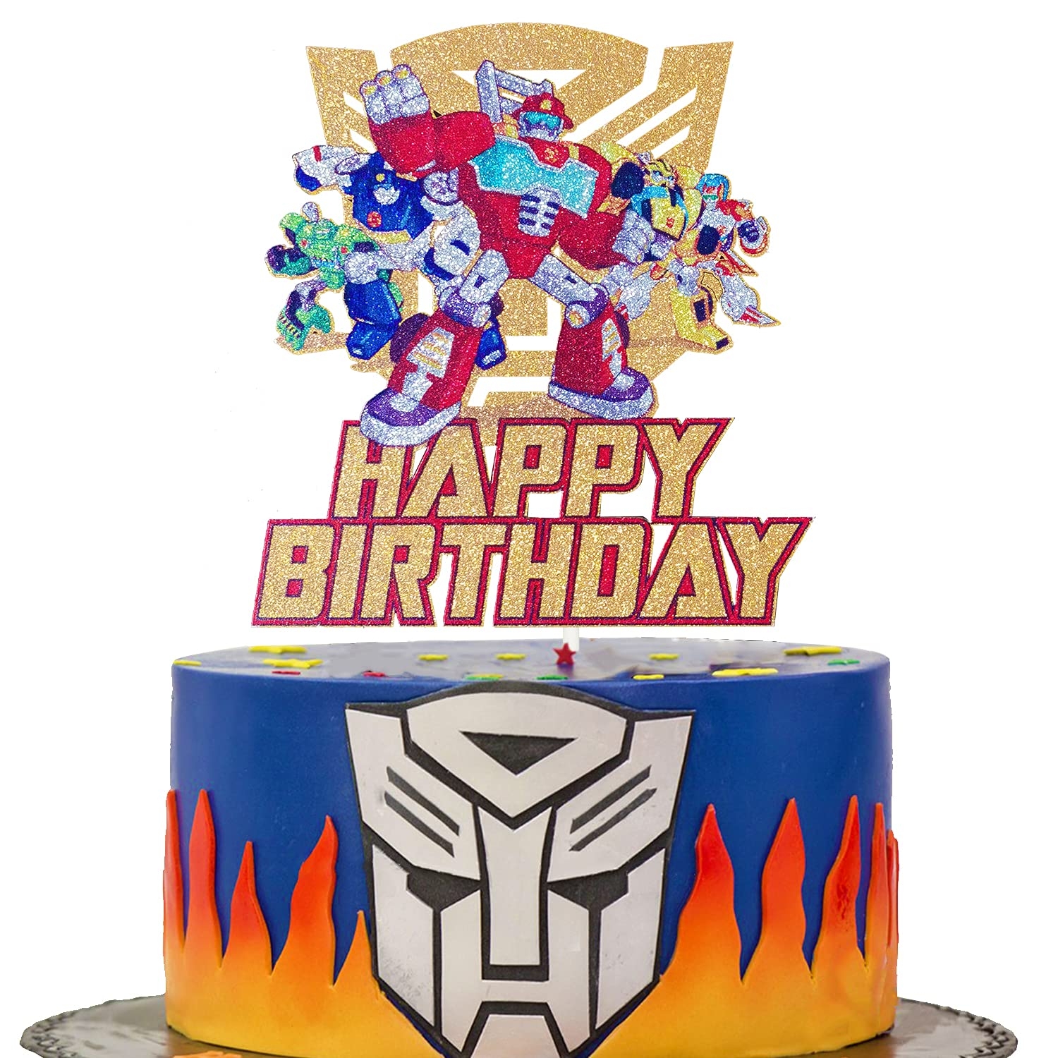Glitter Rescue Bots Happy Birthday Cake Topper Transformers Cake Decor Autobots Themed Birthday Party Supplies Boys Robot Bday Party Favor Buy Online At Best Price In KSA Souq Is Now
