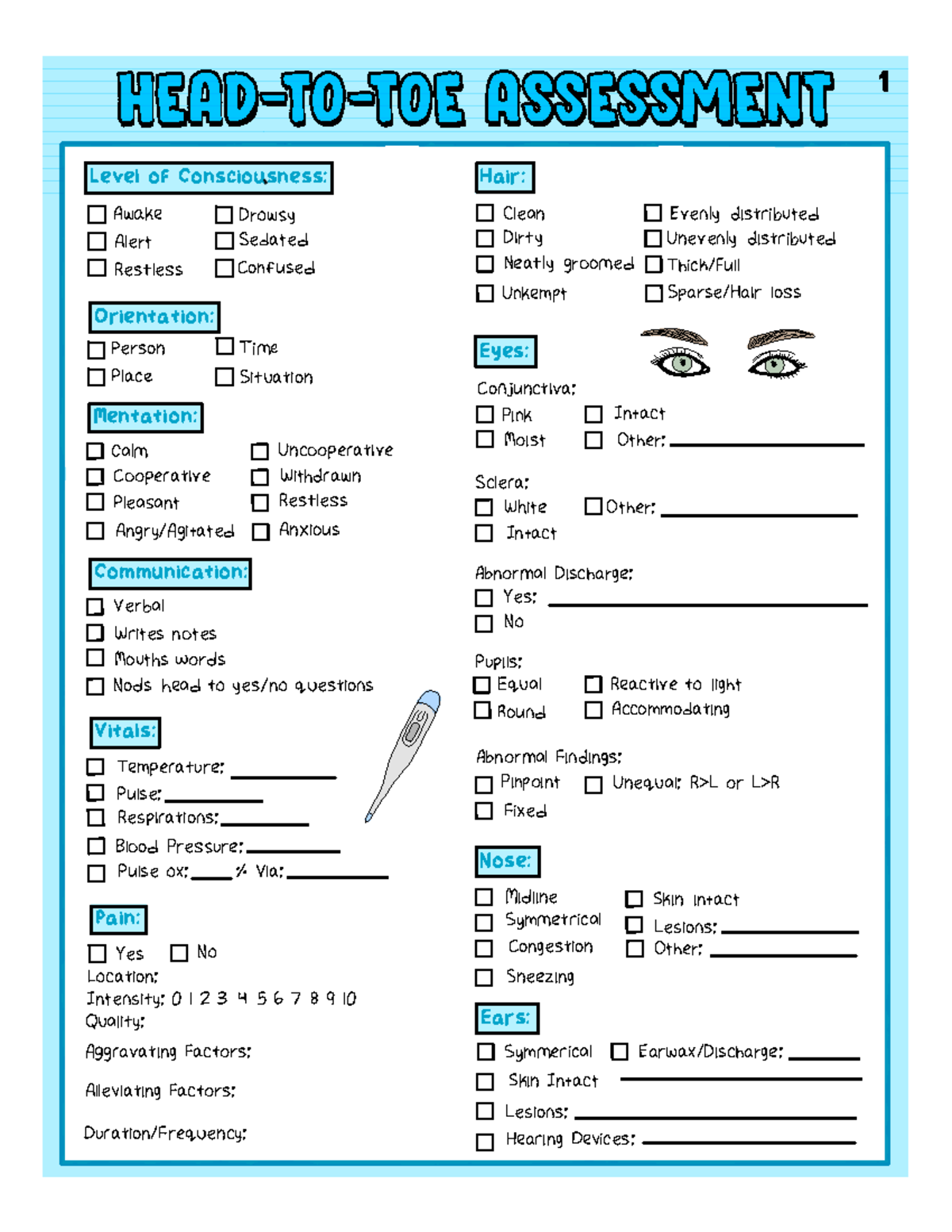 Head To Toe Assessment Template Head to toe AssessmentHead to toe Assessment Level Of Studocu