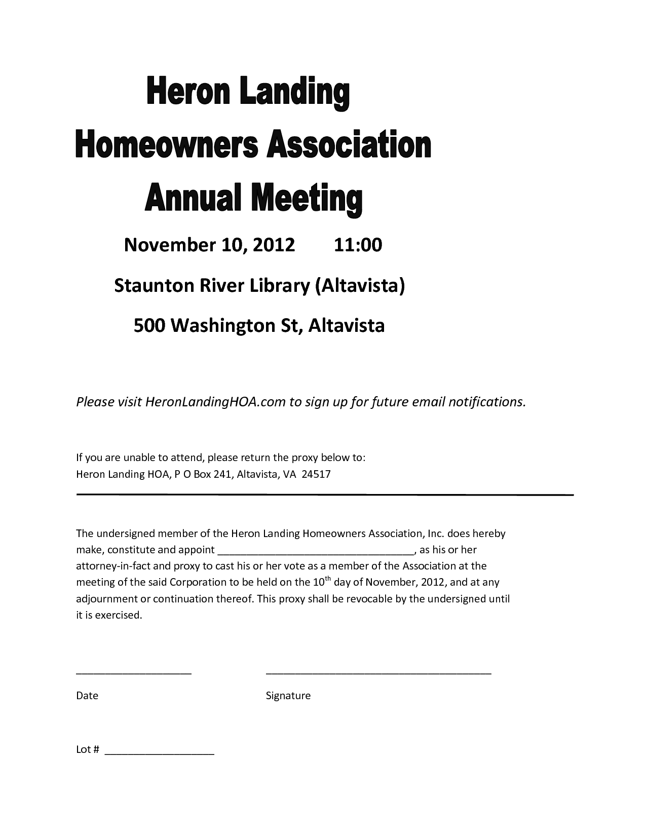 Hoa Proxy Form Template Free Printable Documents
