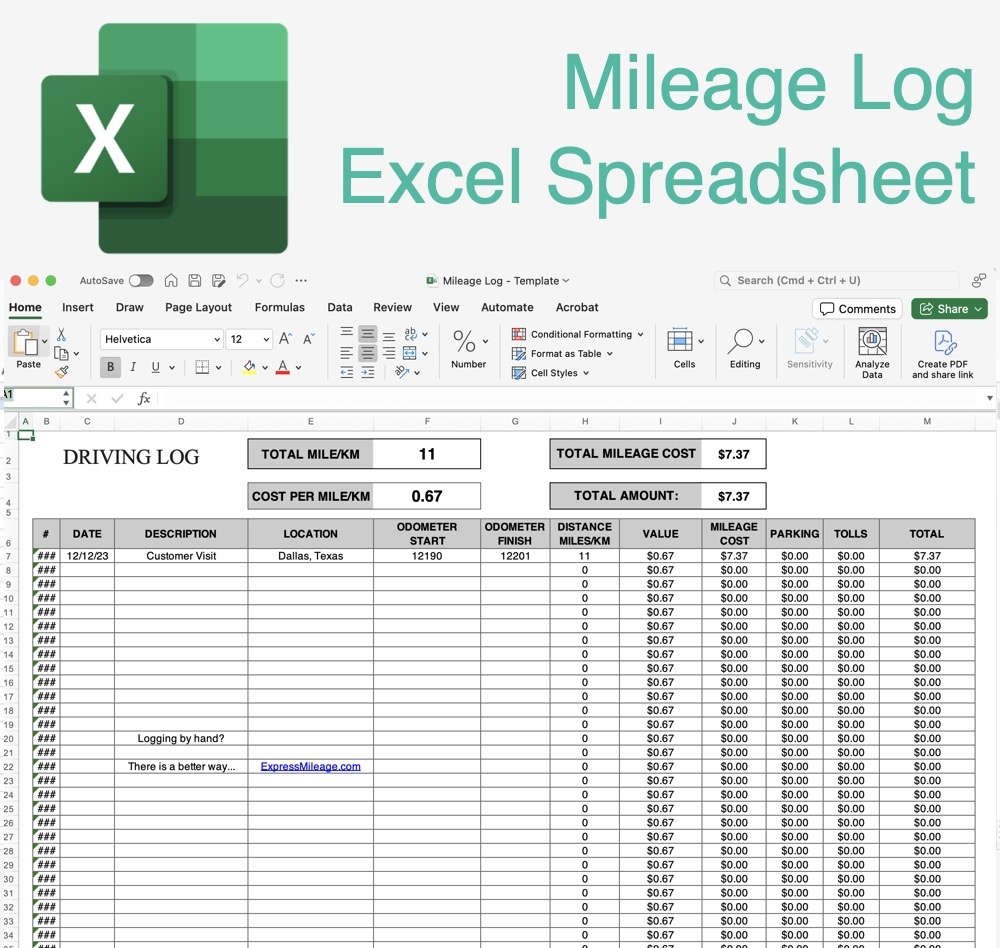 Printable Mileage Reimbursement Form Pdf