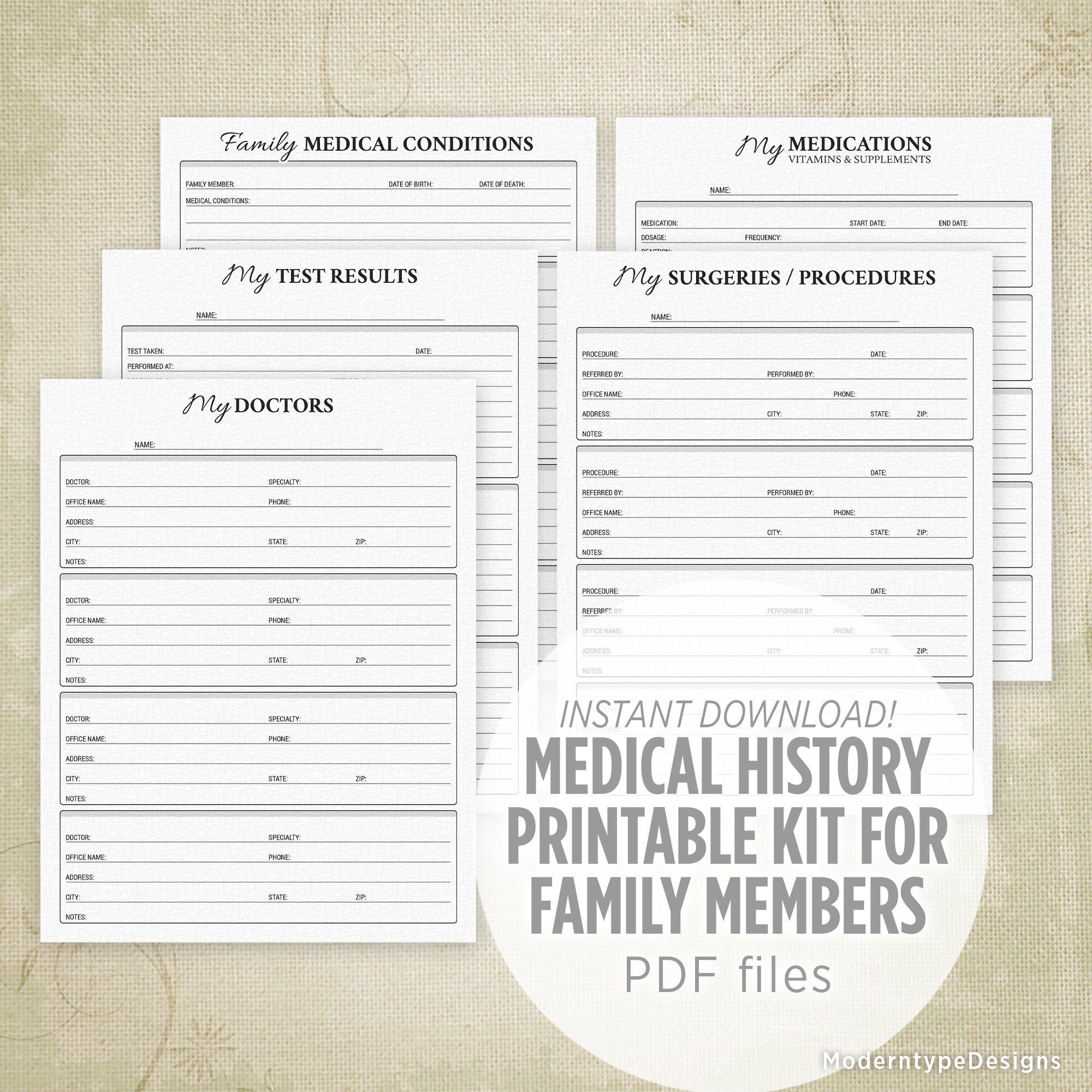 Printable Family Medical History Form Template