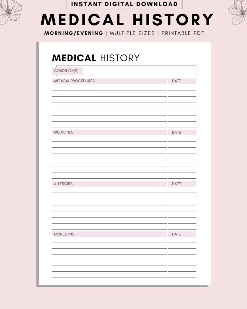 Medication Record Printable Medication List And Info Medical Information Medical History Form Medical Record Prescription A4 A5 LETTER Etsy UK