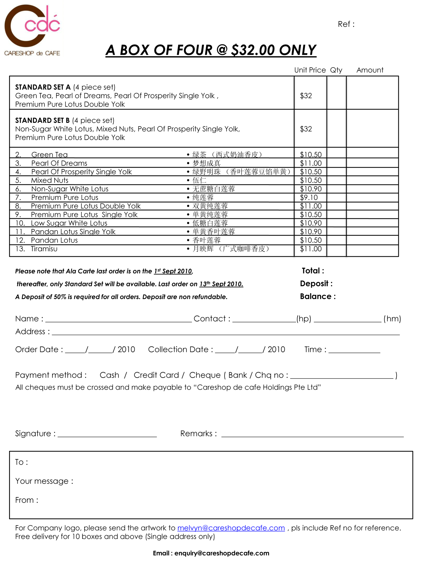 Moon Cake Order Form