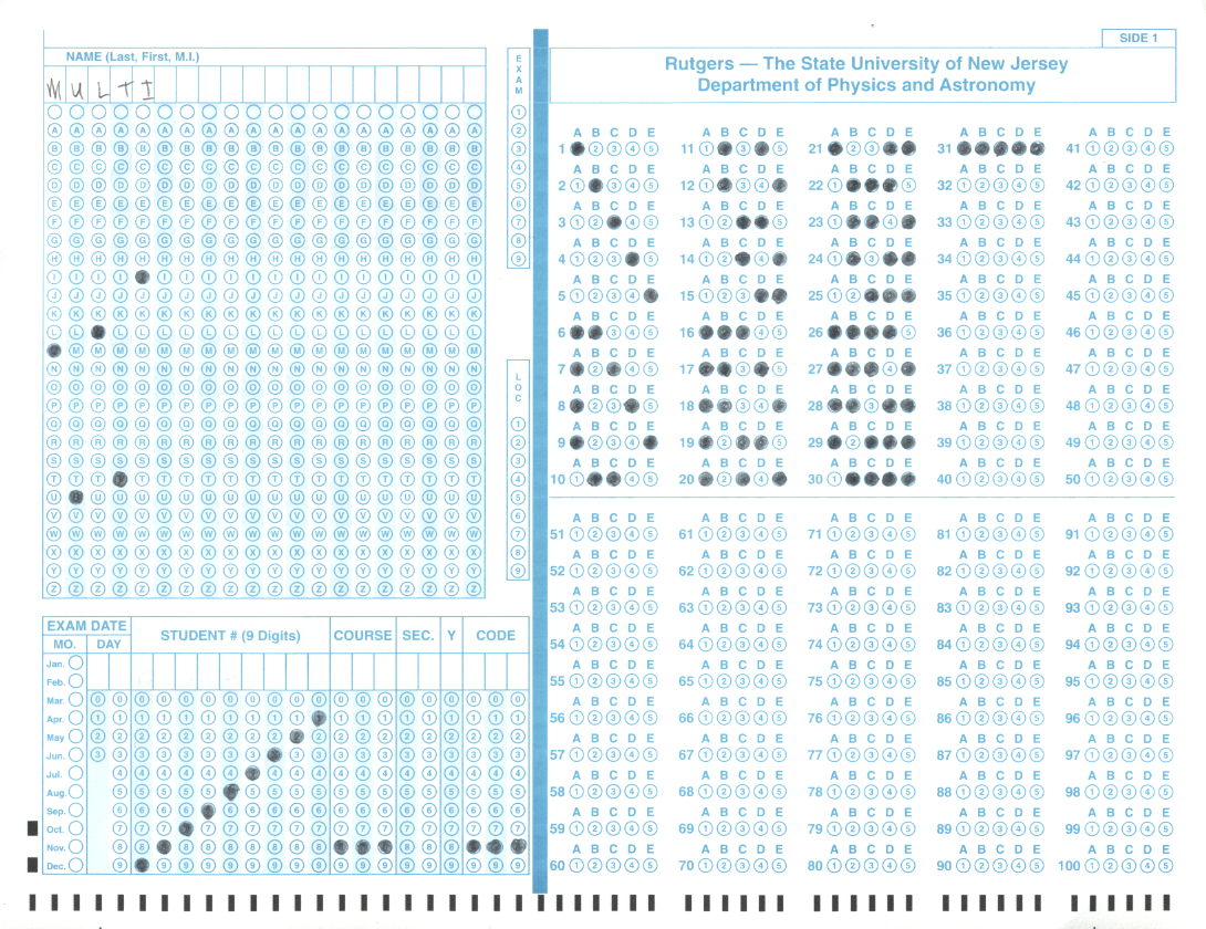 Multiple answer exams html