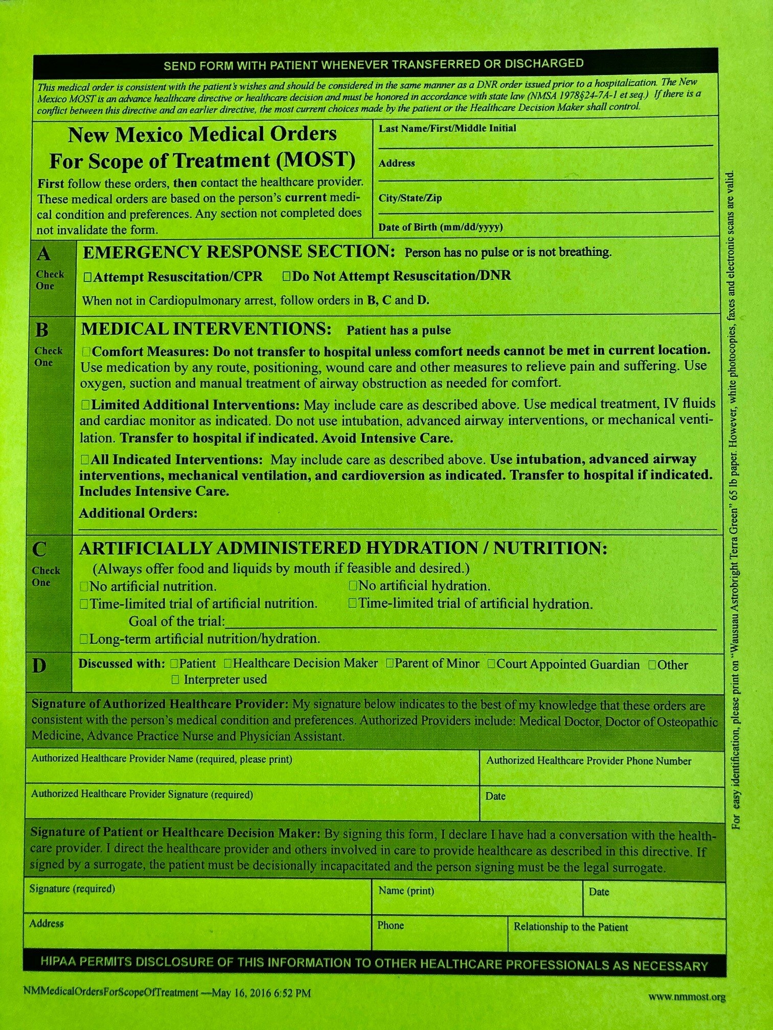 Printable Polst Form
